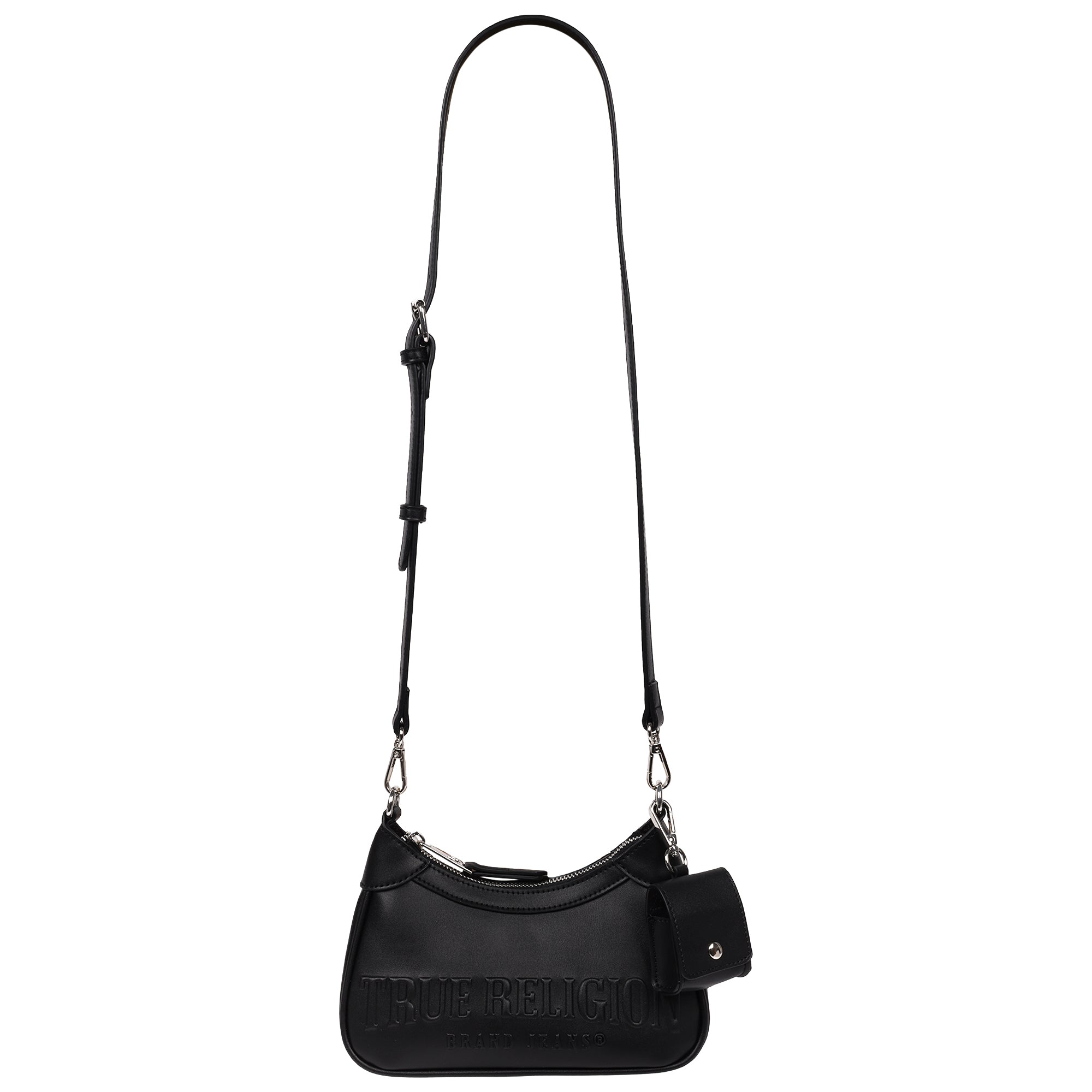 True Religion Trapunto Logo Zip-Top Hobo