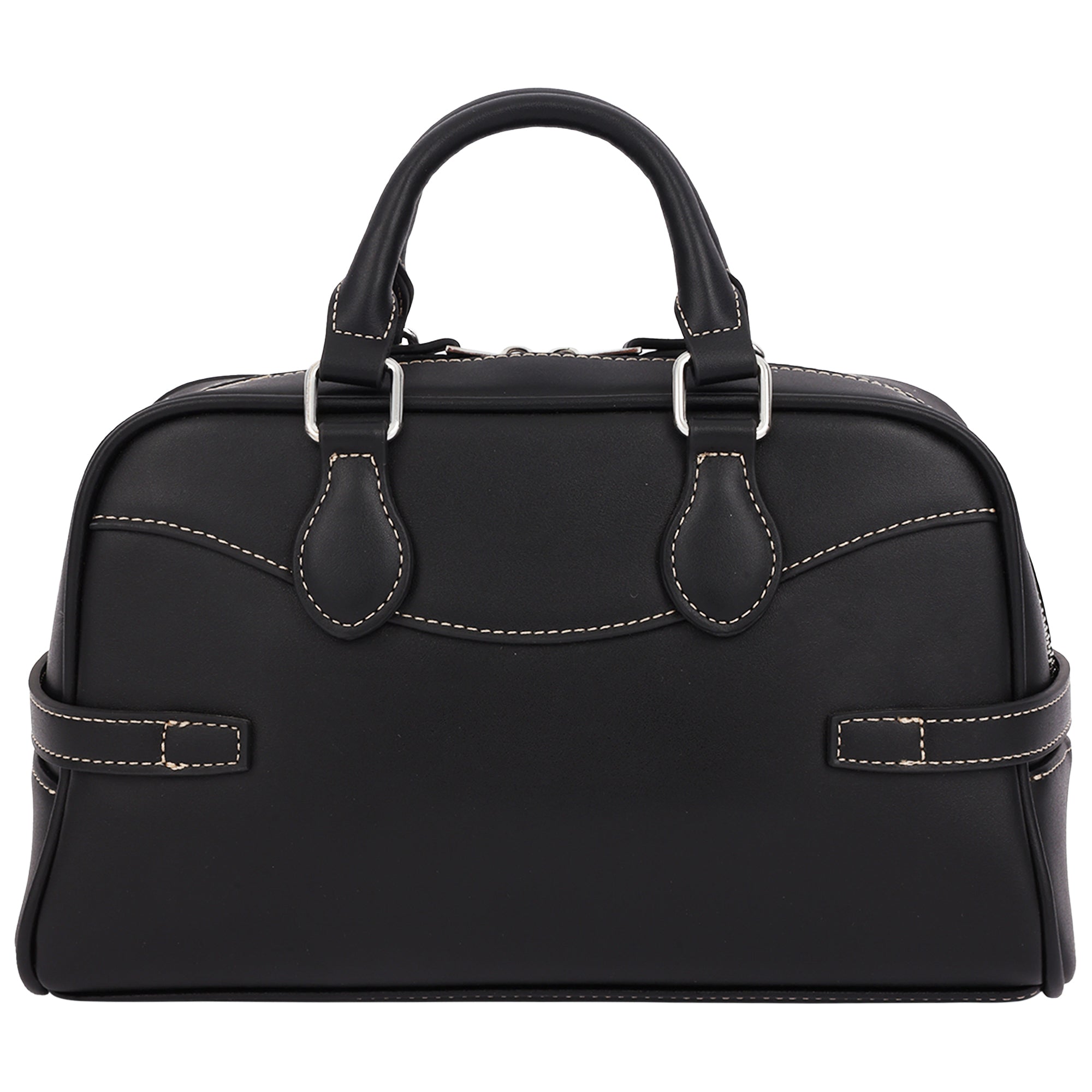 True Religion Brooks Smooth PU Belted Satchel – Women’s Top Handle Satchel with Detachable Crossbody Strap (Black)