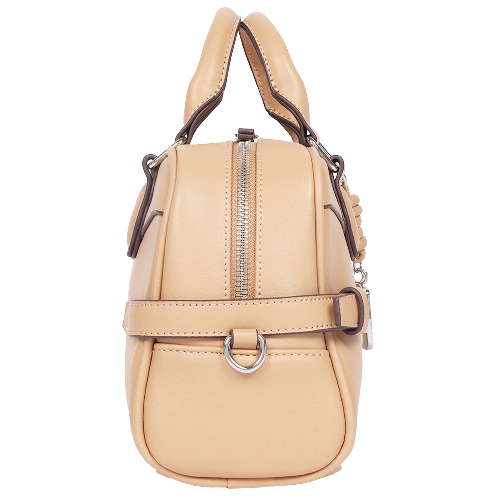 True Religion Brooks Smooth PU Belted Satchel – Women’s Top Handle Satchel with Detachable Crossbody Strap (Tan)