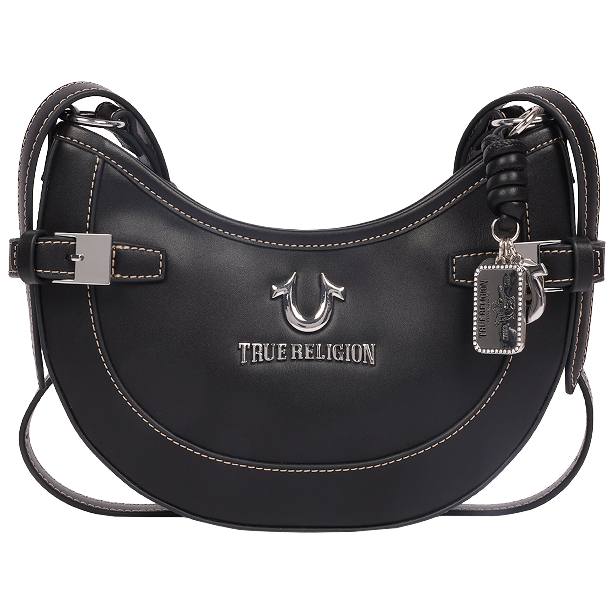 True Religion Blake Smooth PU Belted Hobo Bag – Women’s Faux Leather Shoulder & Crossbody Handbag