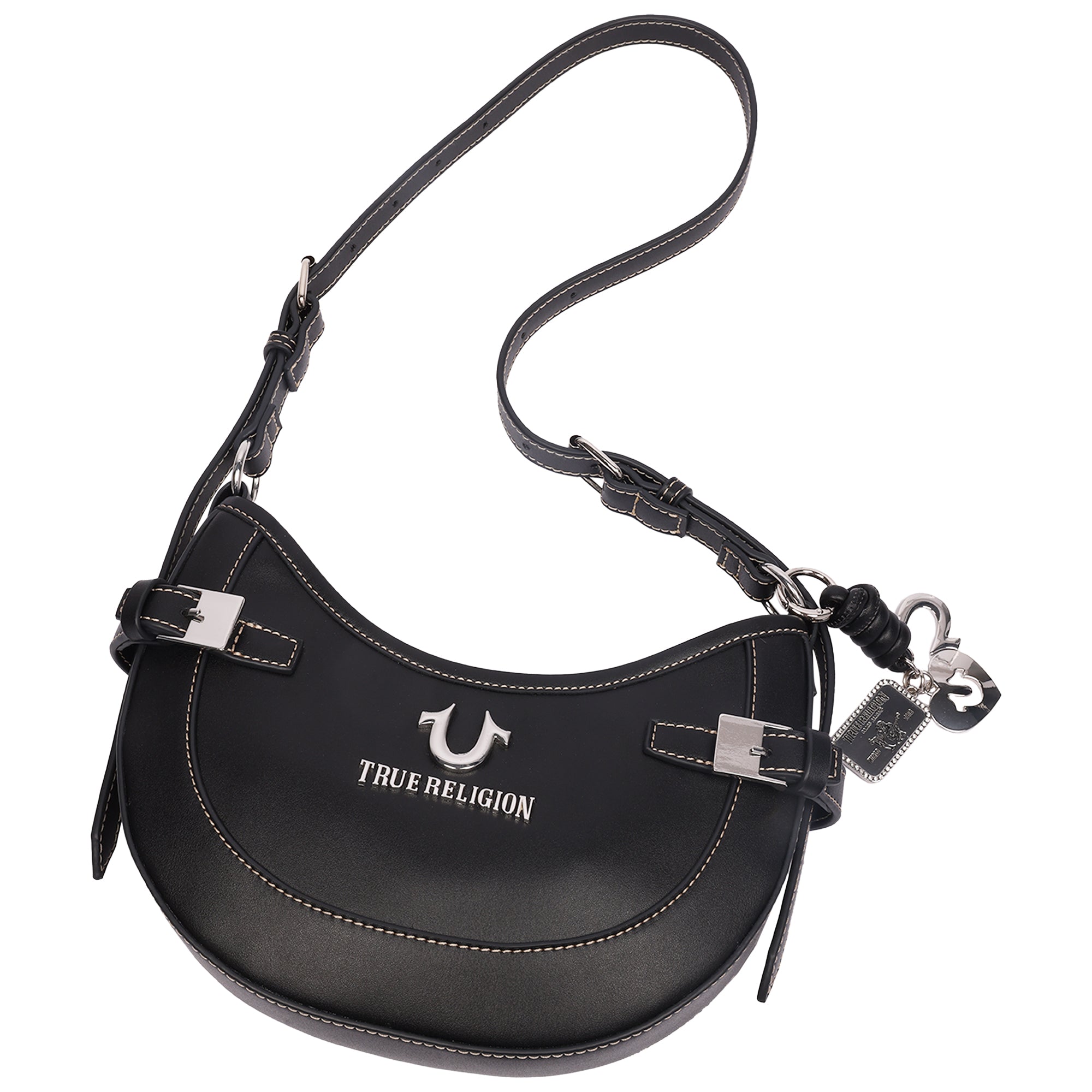 True Religion Blake Smooth PU Belted Hobo Bag – Women’s Faux Leather Shoulder & Crossbody Handbag