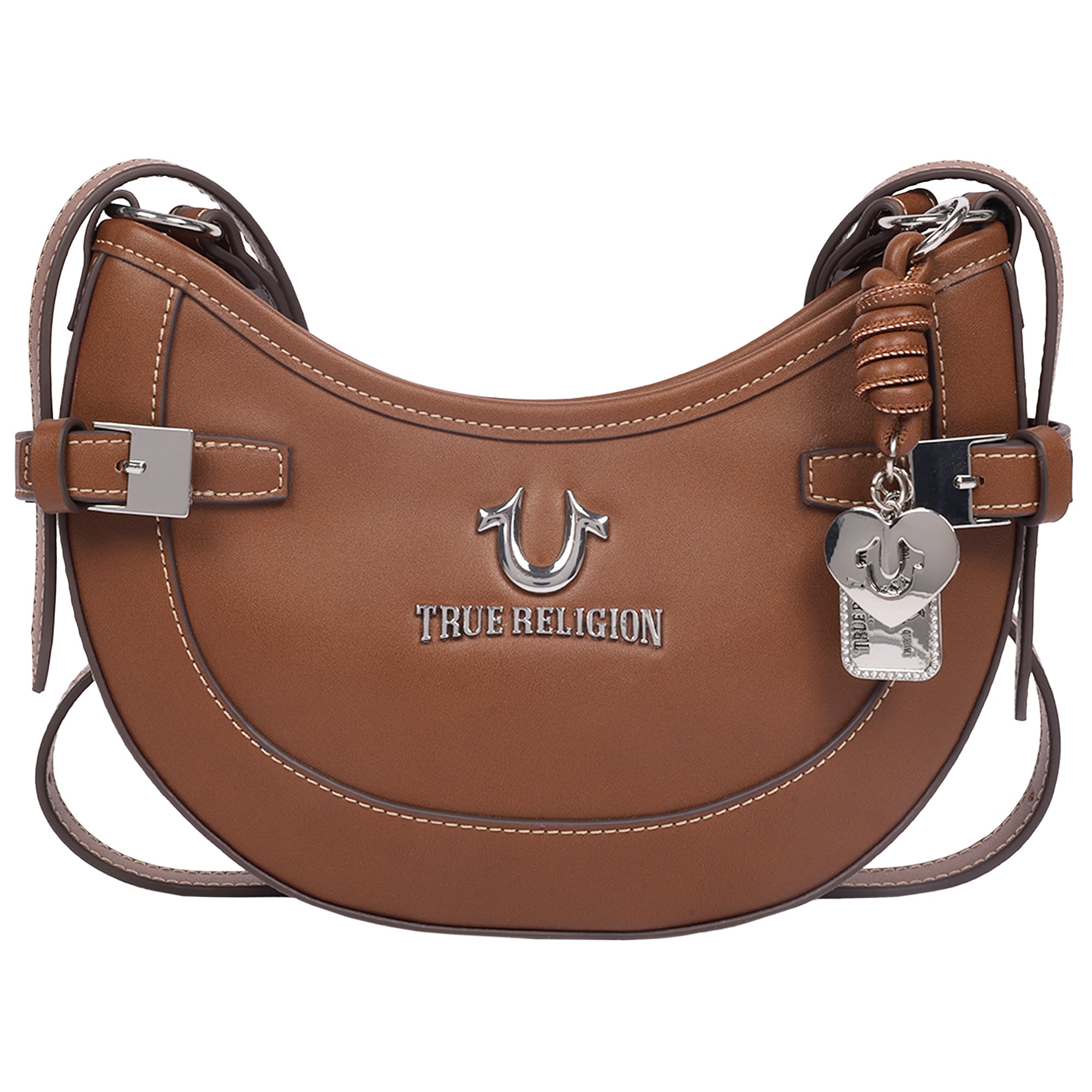 True Religion Blake Smooth PU Belted Hobo Bag – Women’s Faux Leather Shoulder & Crossbody Handbag