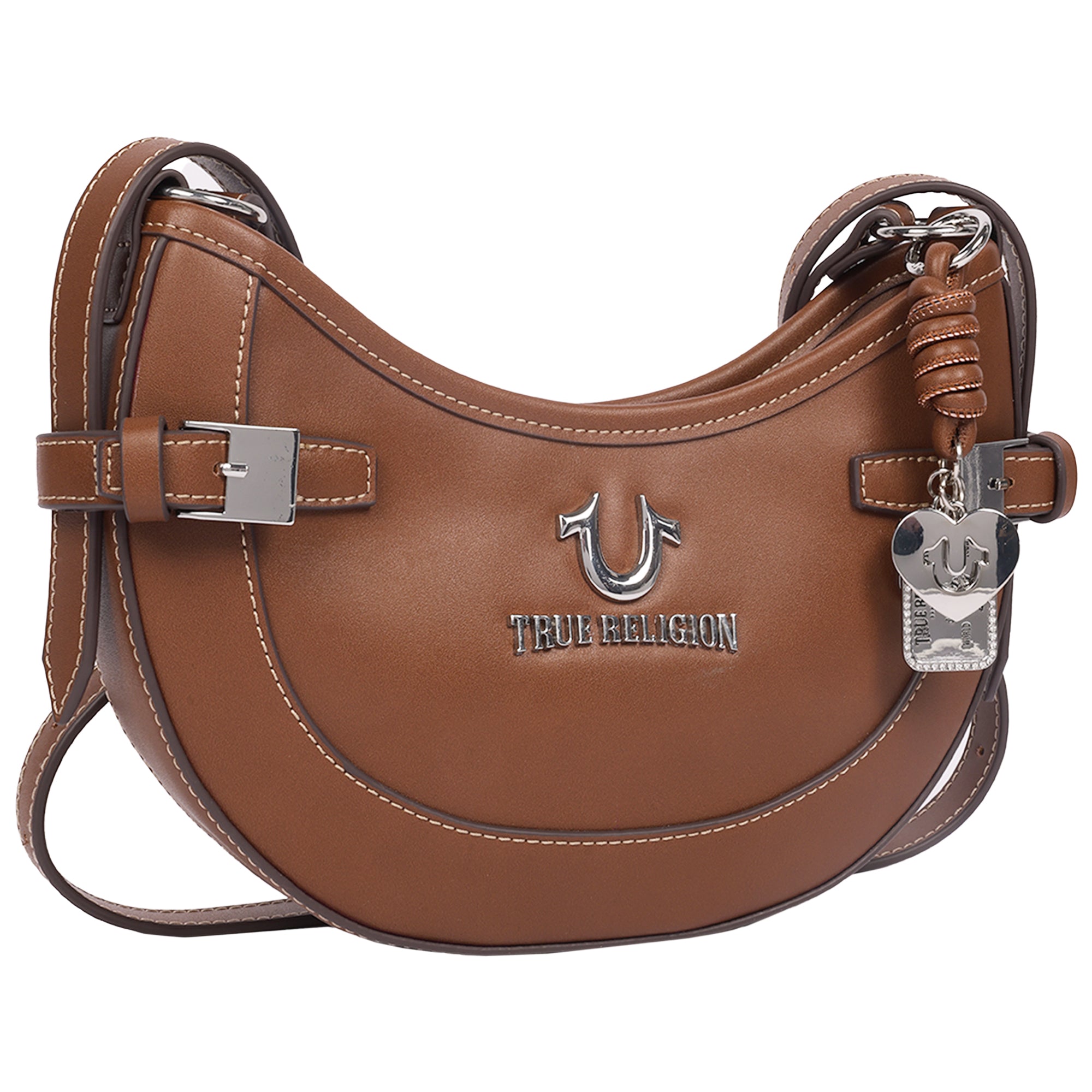 True Religion Blake Smooth PU Belted Hobo Bag – Women’s Faux Leather Shoulder & Crossbody Handbag