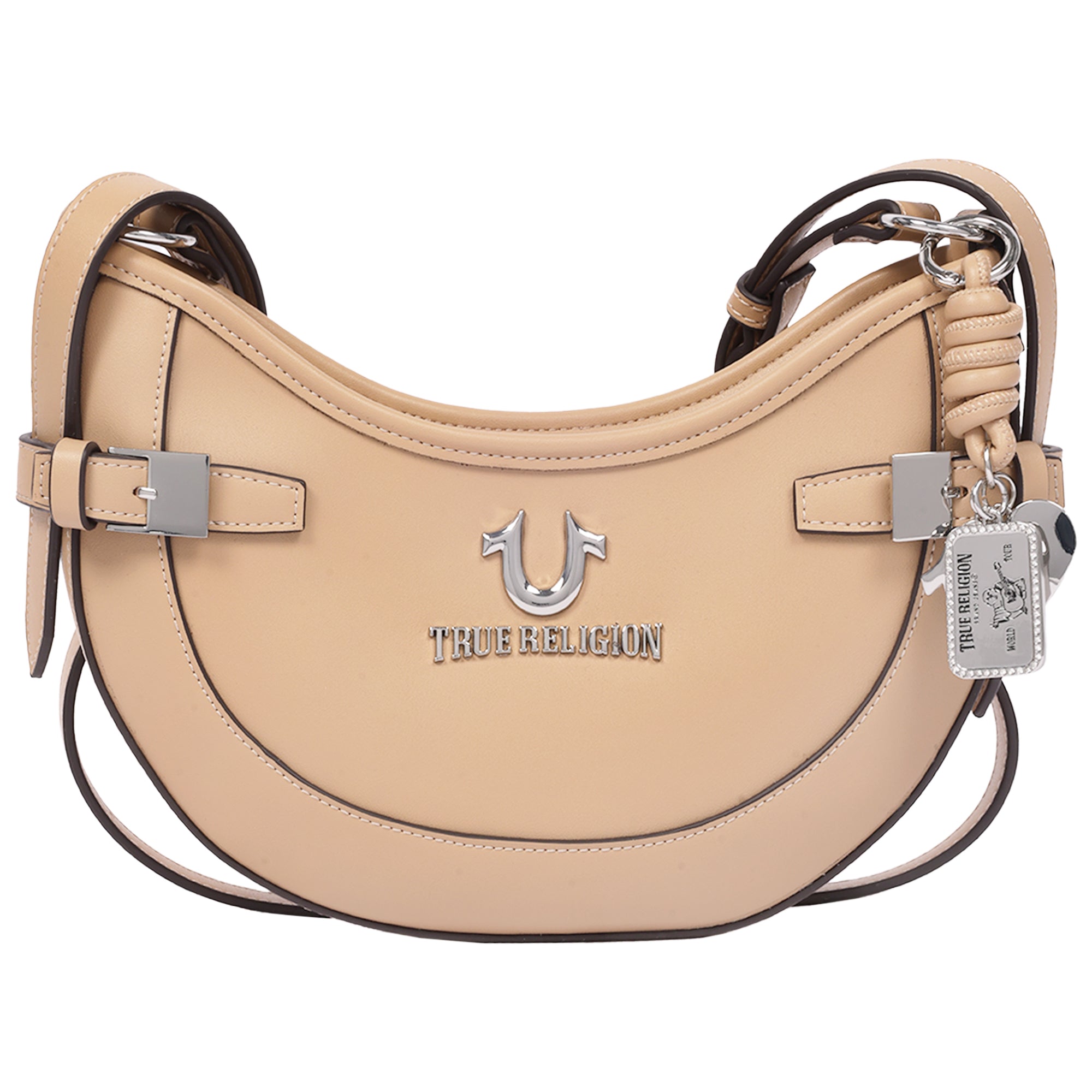 True Religion Blake Smooth PU Belted Hobo Bag – Women’s Faux Leather Shoulder & Crossbody Handbag