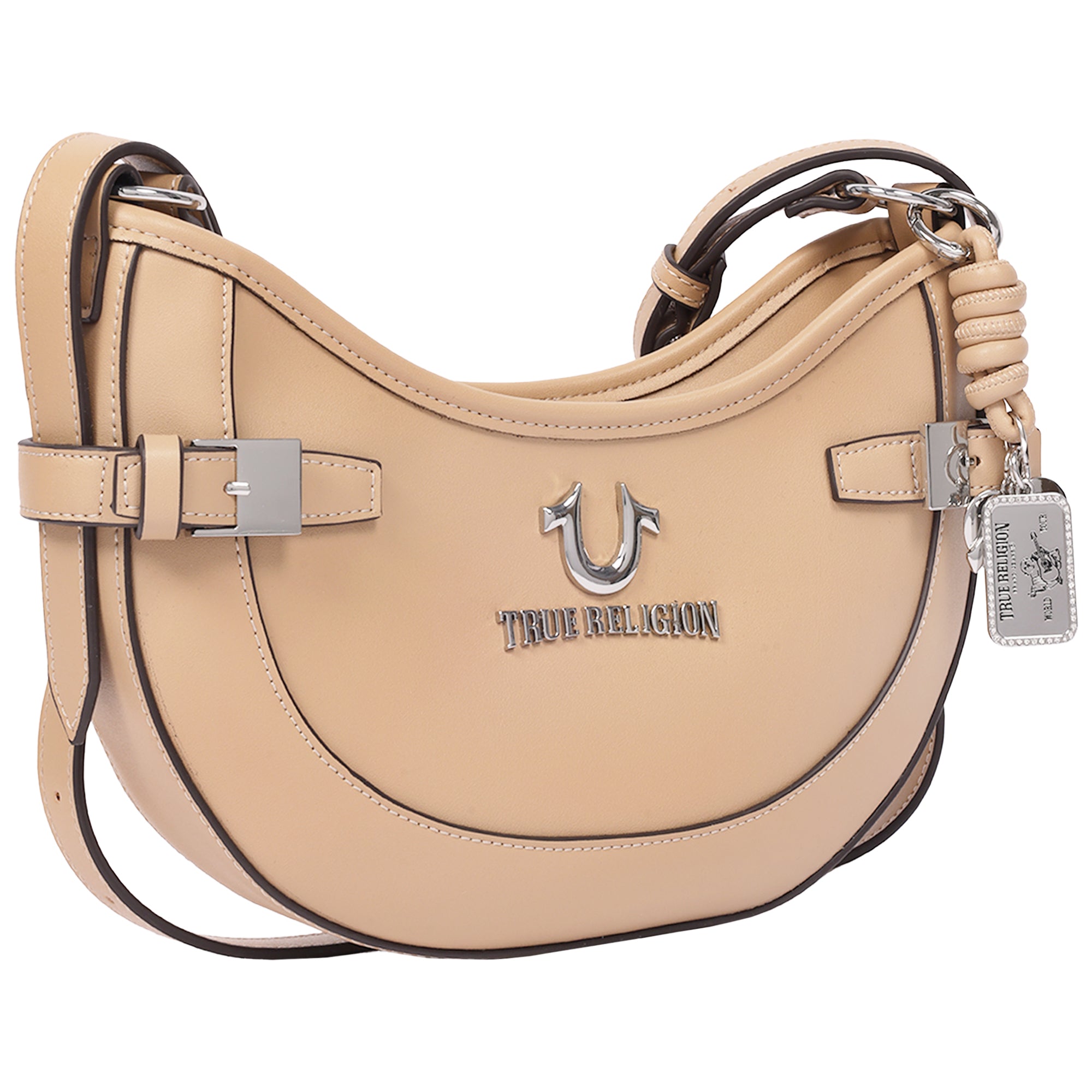 True Religion Blake Smooth PU Belted Hobo Bag – Women’s Faux Leather Shoulder & Crossbody Handbag
