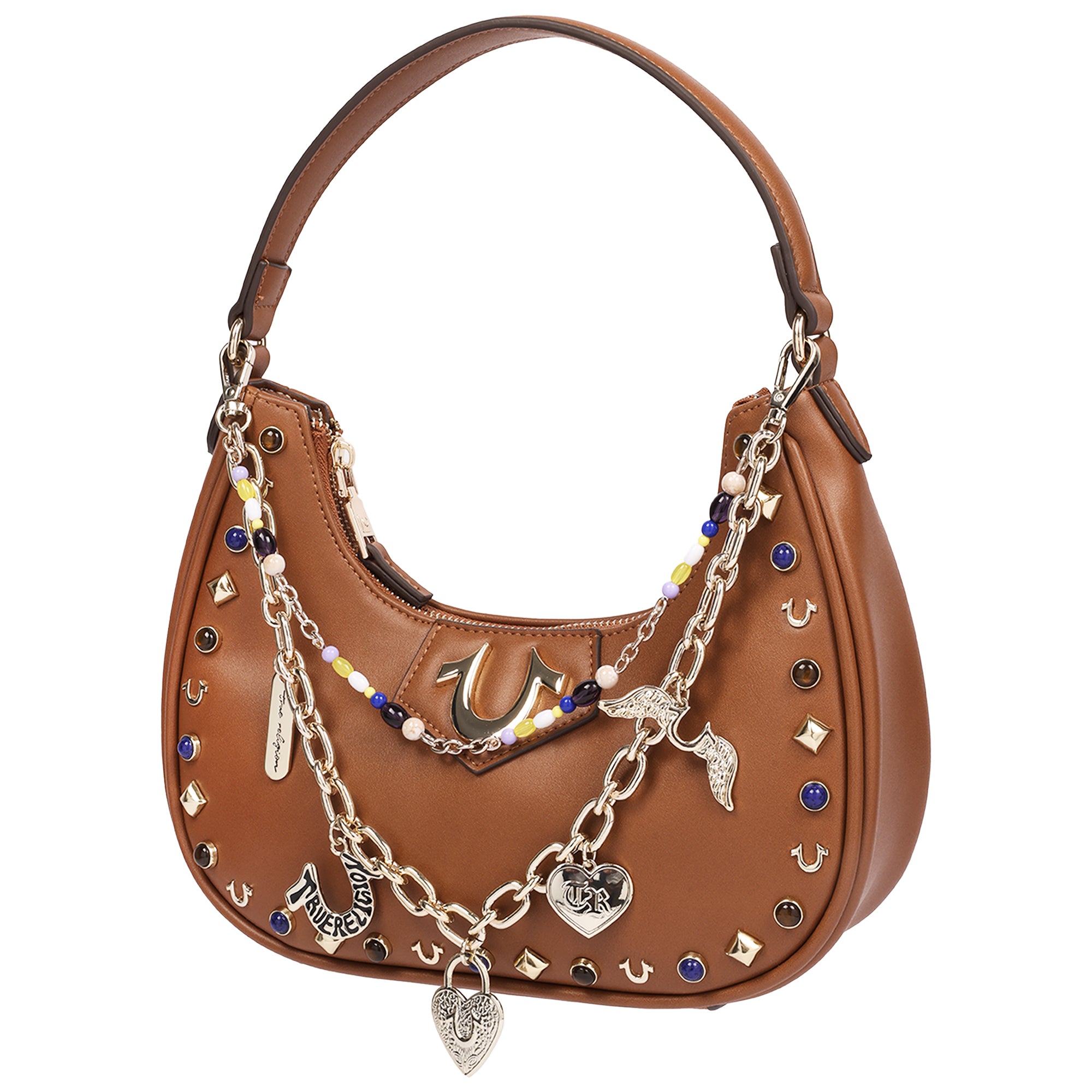 True Religion Chain & Studs PU Hobo Bag