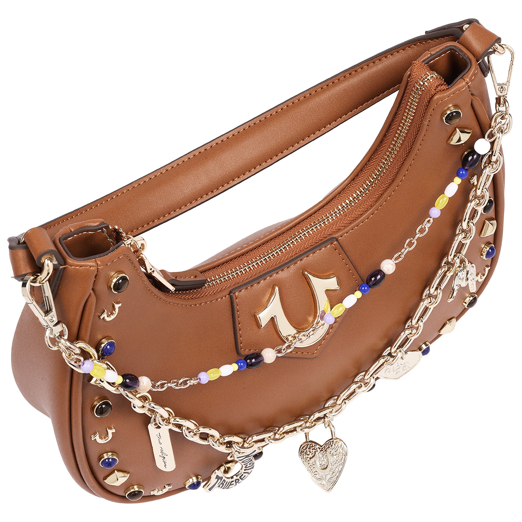 True Religion Chain & Studs PU Hobo Bag