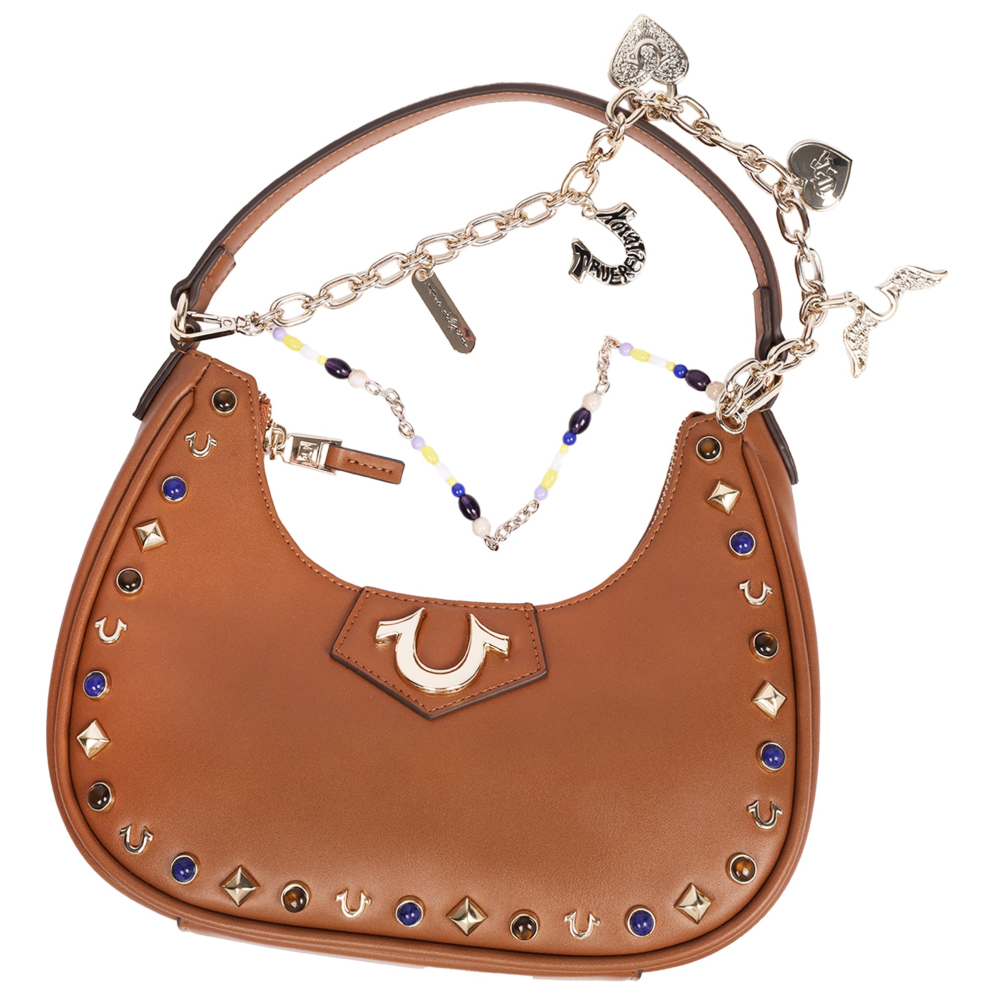 True Religion Chain & Studs PU Hobo Bag