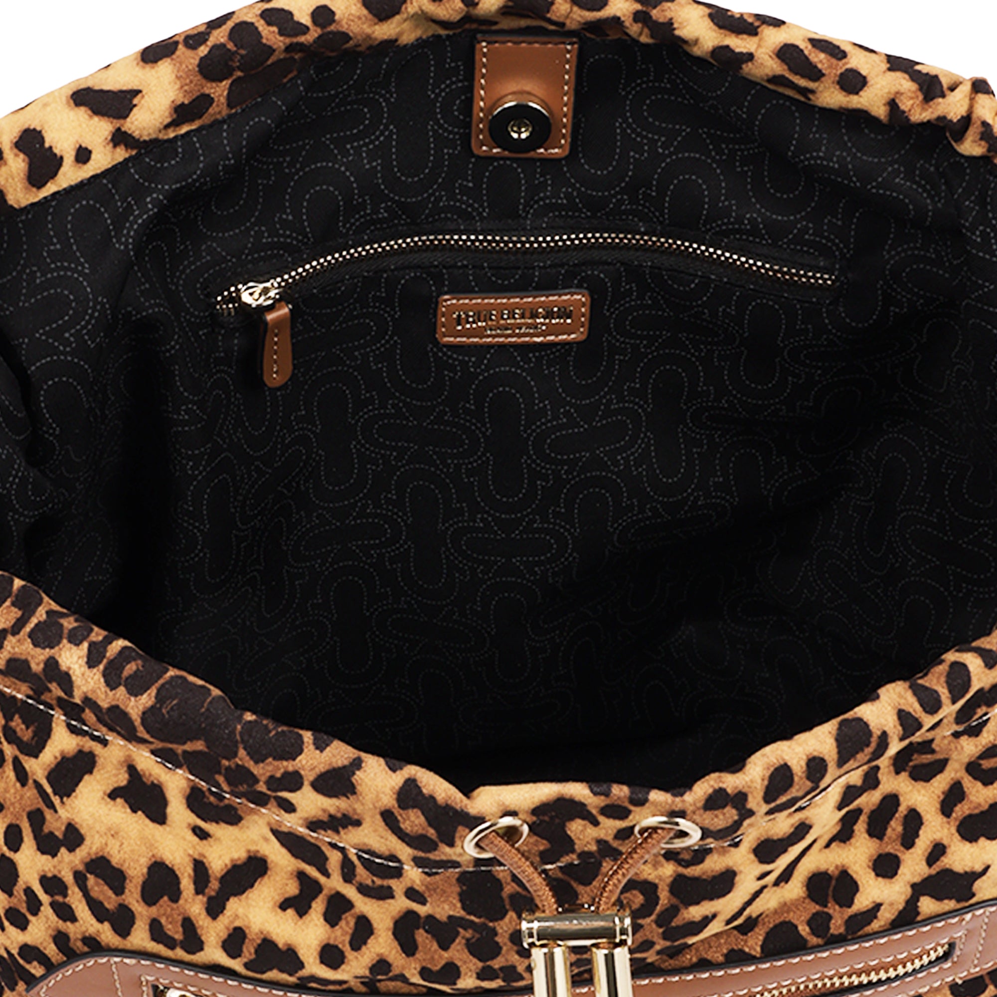 True Religion Leopard Print Soft Hobo Bag