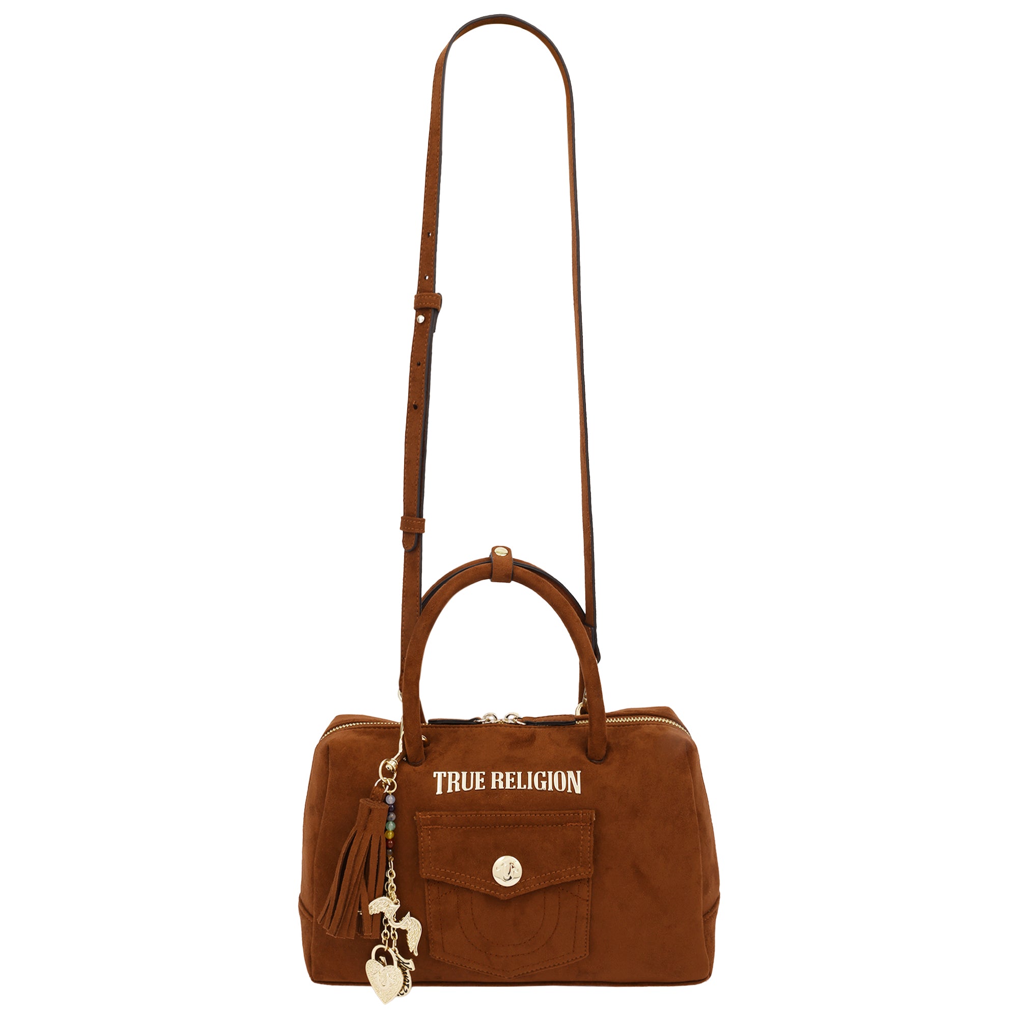 True Religion Vintage Chain Suede Satchel with Convertible Crossbody Strap