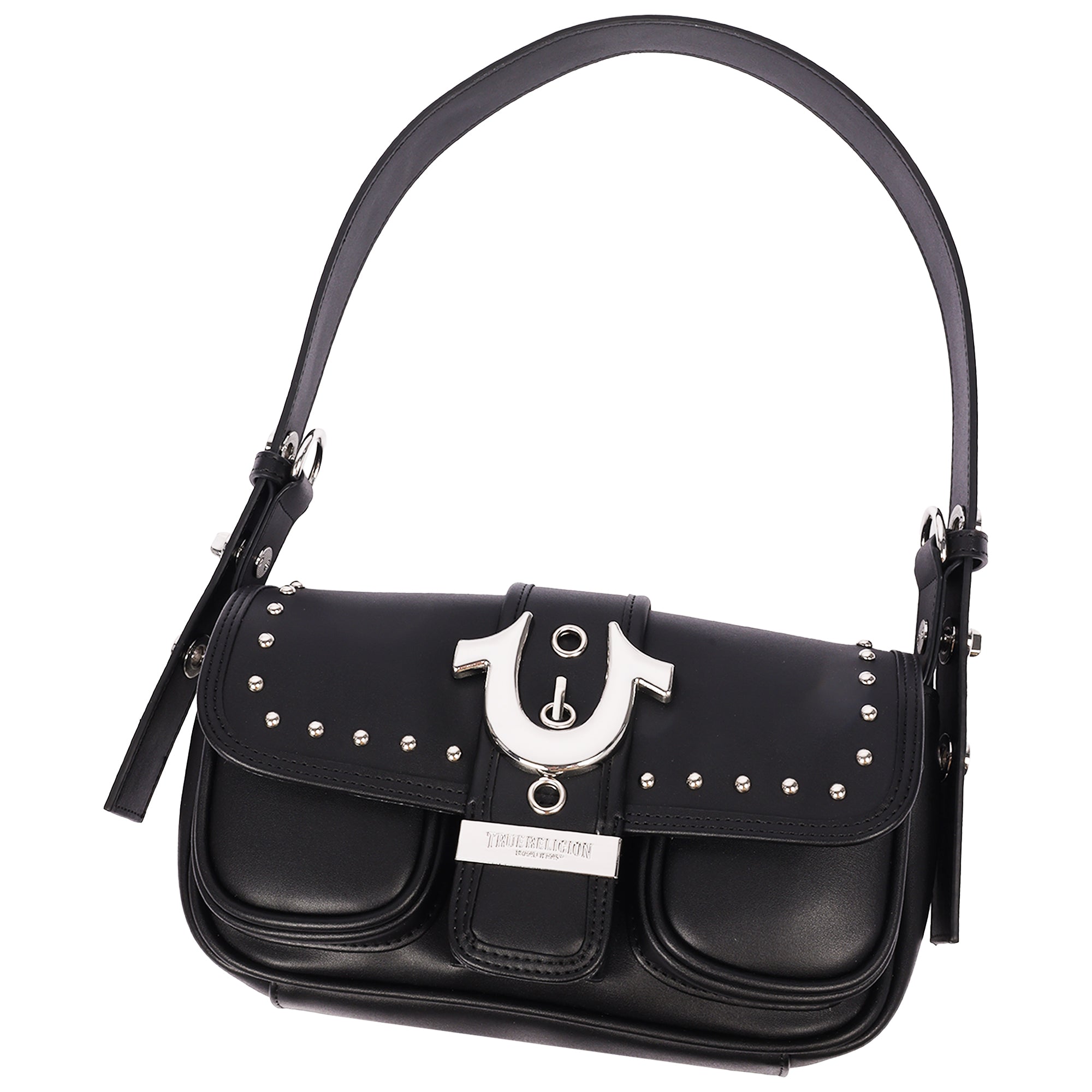 True Religion Smooth Moto Studded Shoulder Bag