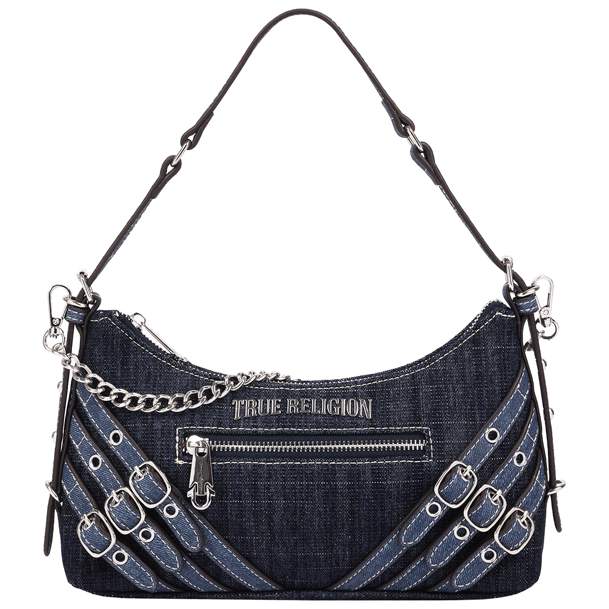 True Religion Triple Straps Denim Shoulder Bag