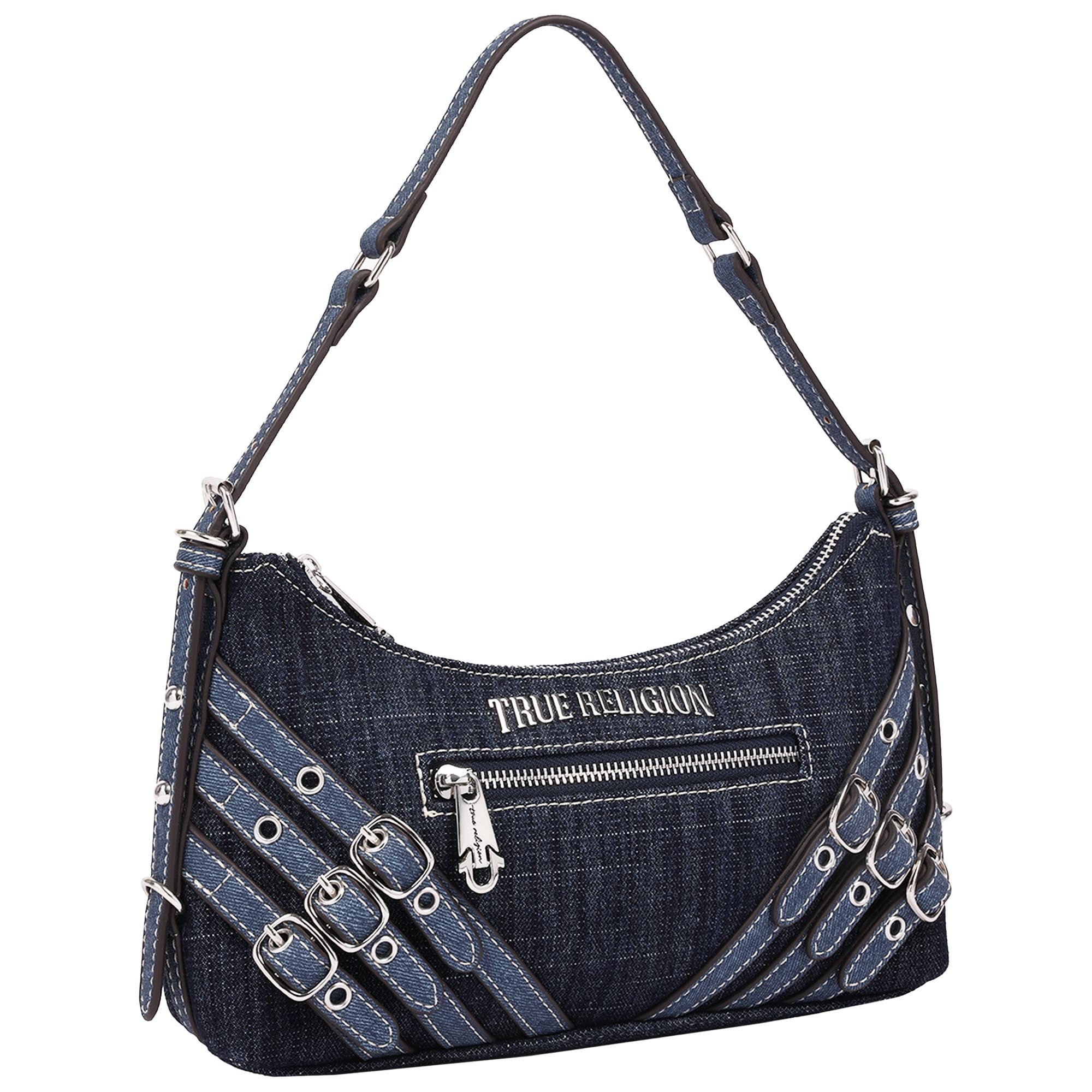 True Religion Triple Straps Denim Shoulder Bag