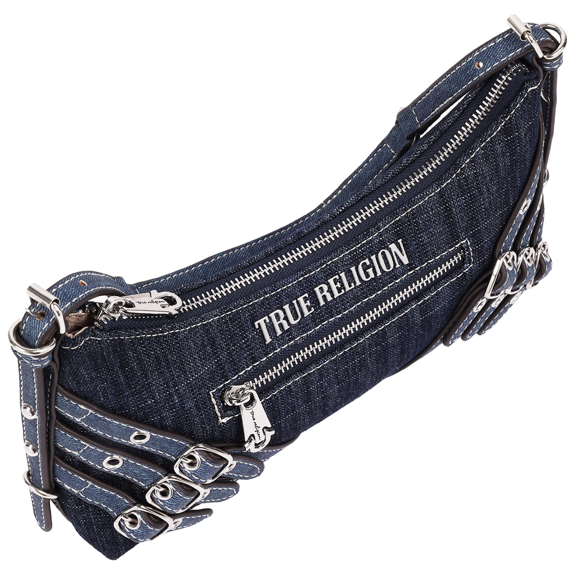 True Religion Triple Straps Denim Shoulder Bag