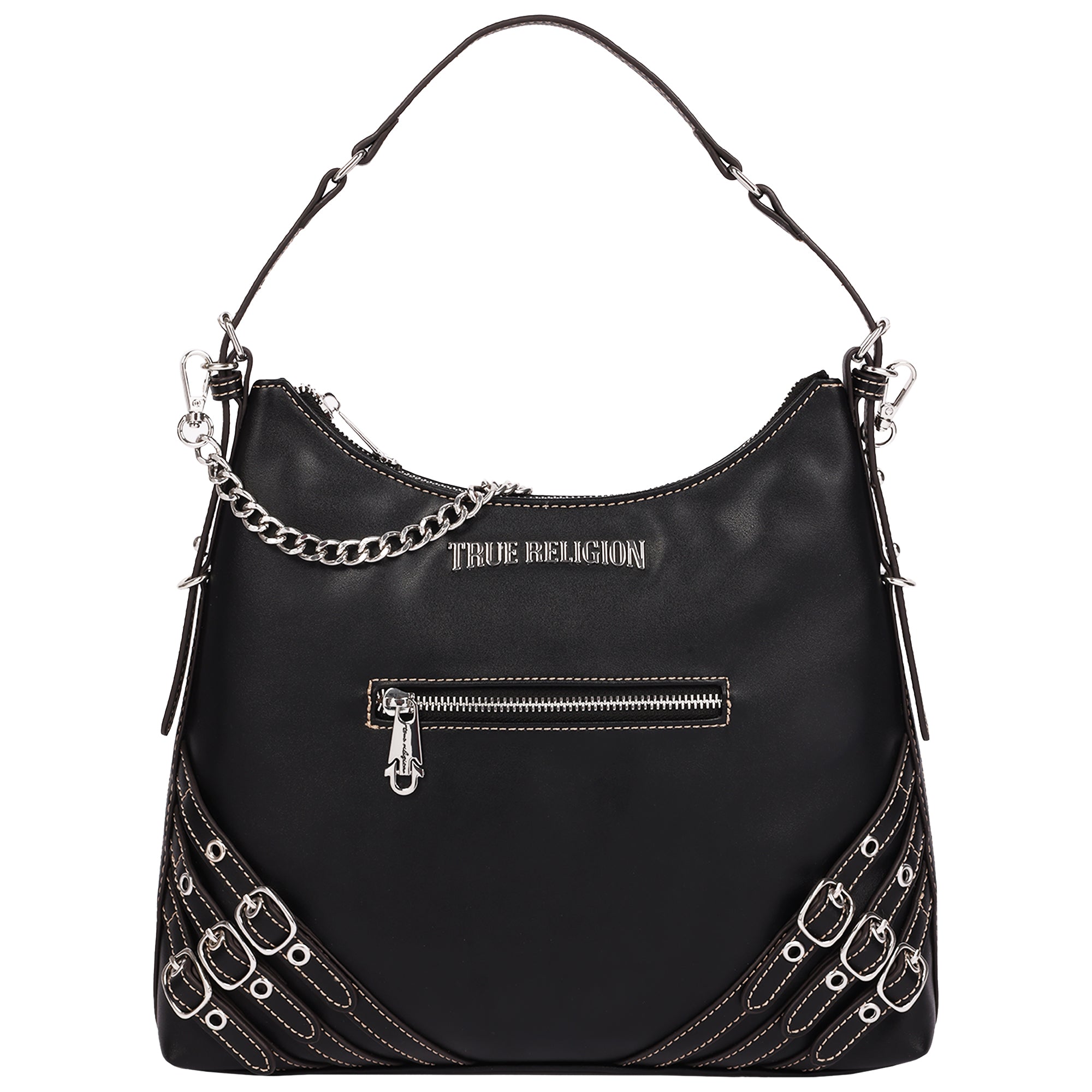 True Religion Triple Straps Large PU Hobo Bag