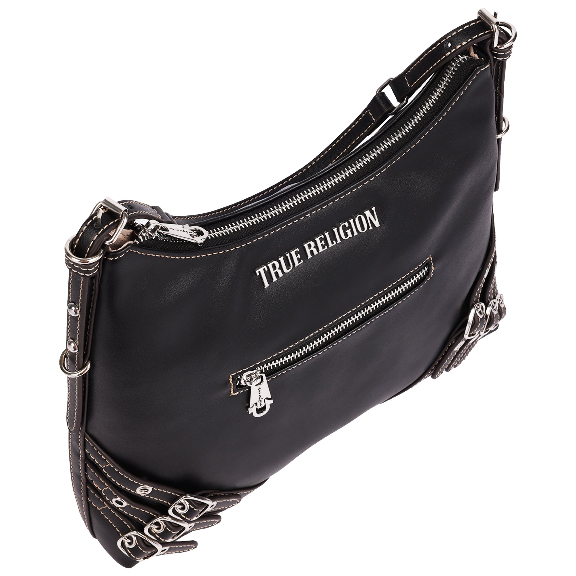 True Religion Triple Straps Large PU Hobo Bag