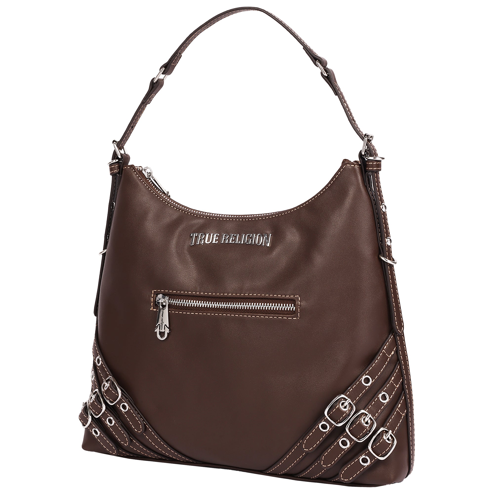 True Religion Triple Straps Large PU Hobo Bag