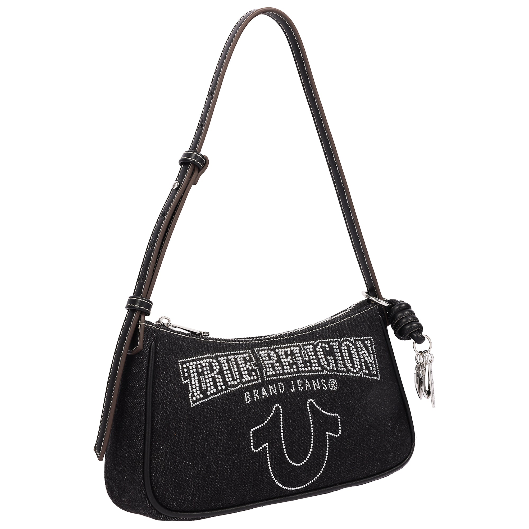 True Religion Bling Logo Denim Shoulder Bag