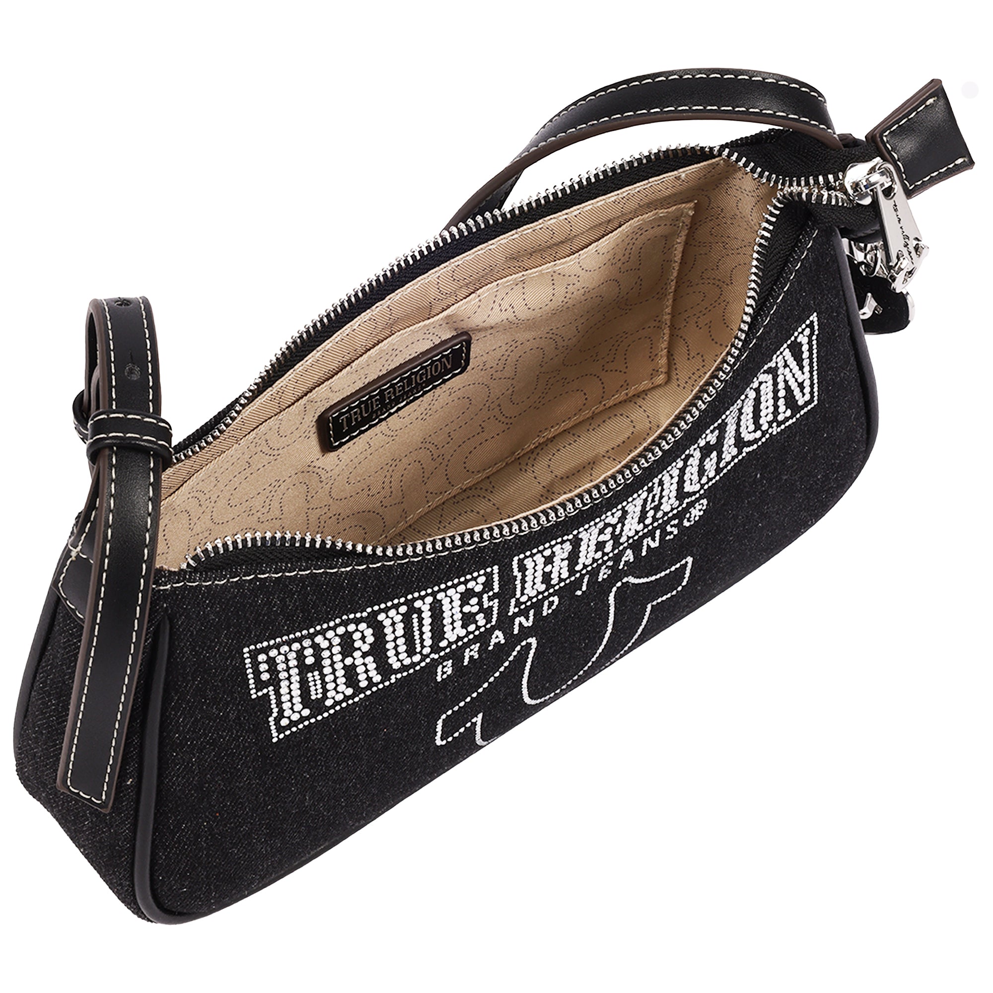True Religion Bling Logo Denim Shoulder Bag
