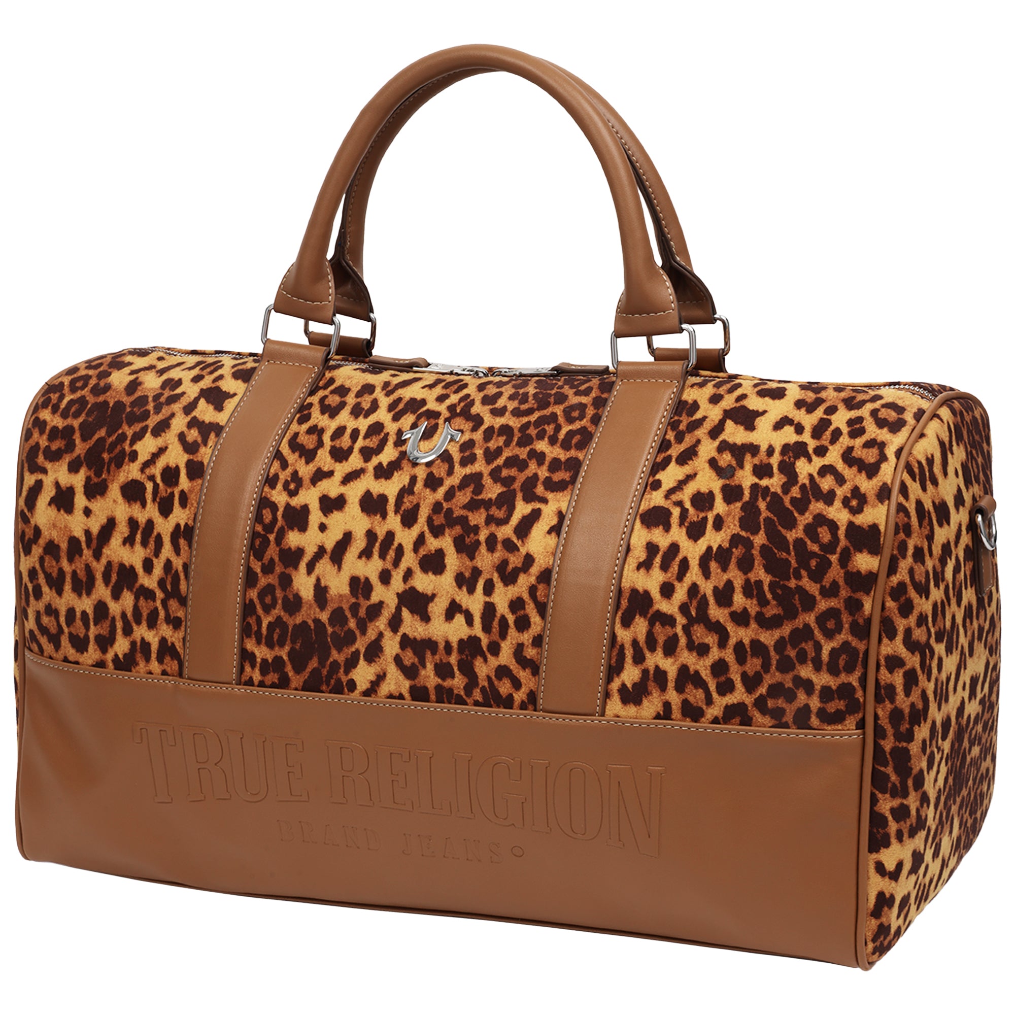 True Religion Leopard Polyurethane Weekender Bag