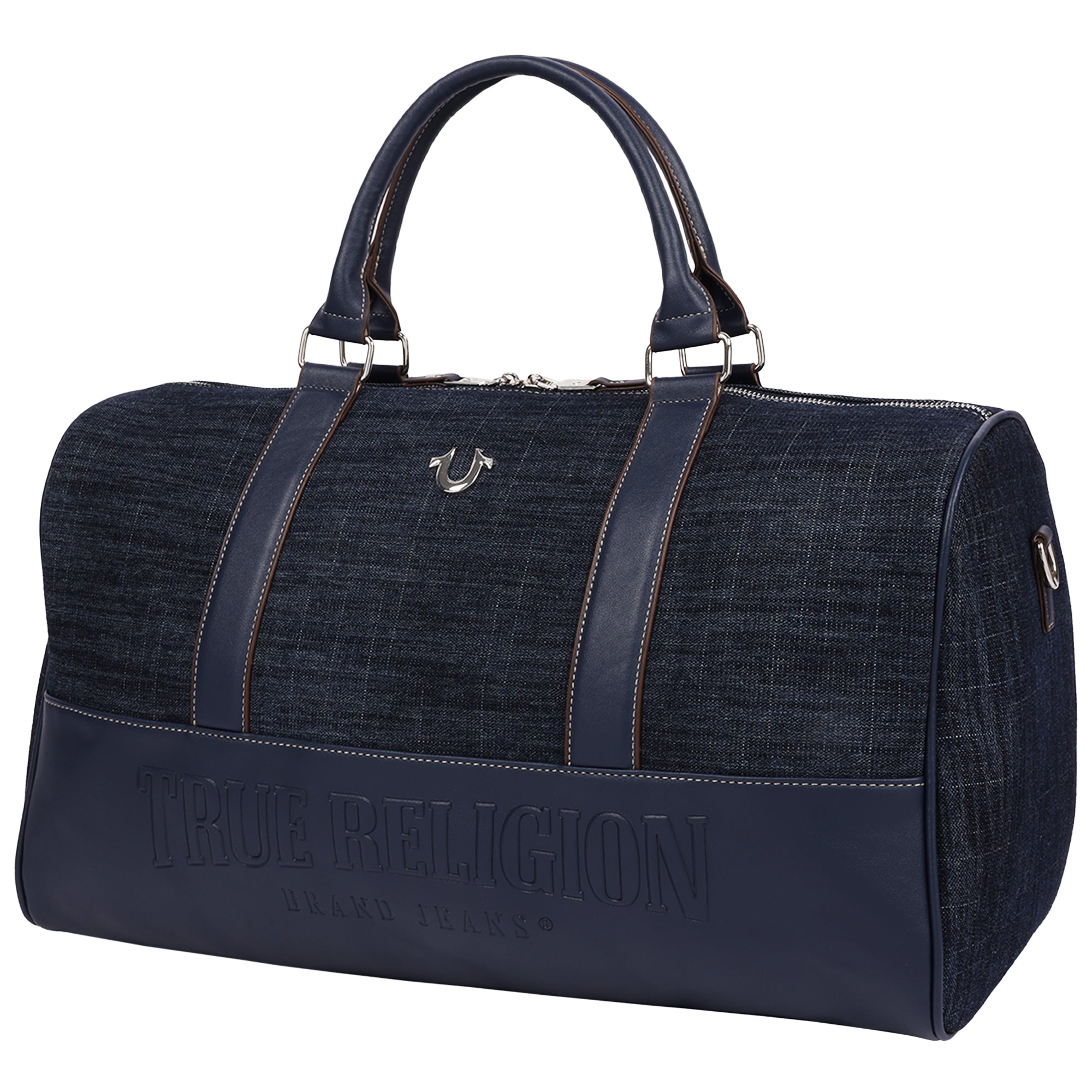 True Religion Horseshoe Quilting Denim Weekender Duffel Bag