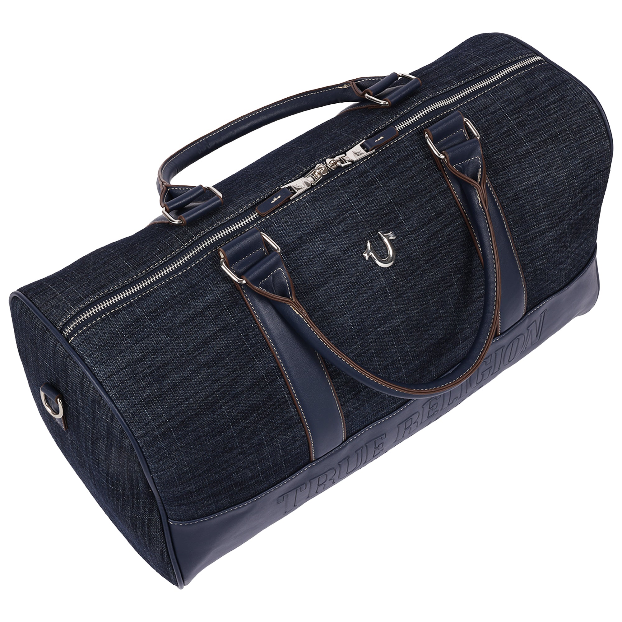 True Religion Horseshoe Quilting Denim Weekender Duffel Bag
