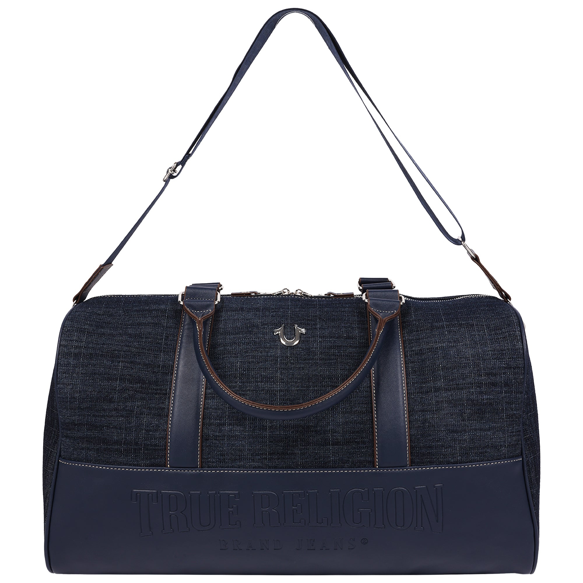 True Religion Horseshoe Quilting Denim Weekender Duffel Bag