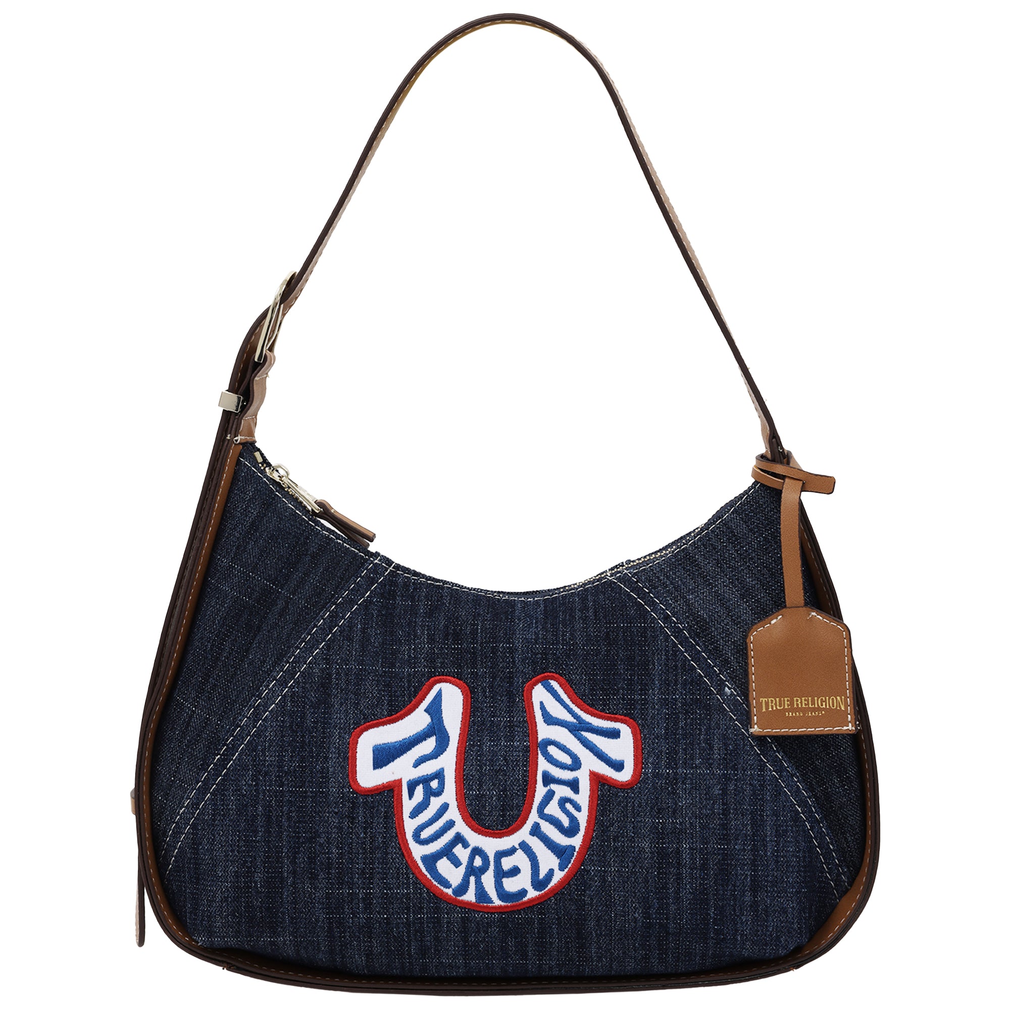 True Religion Retro Horseshoe Denim Hobo Bag