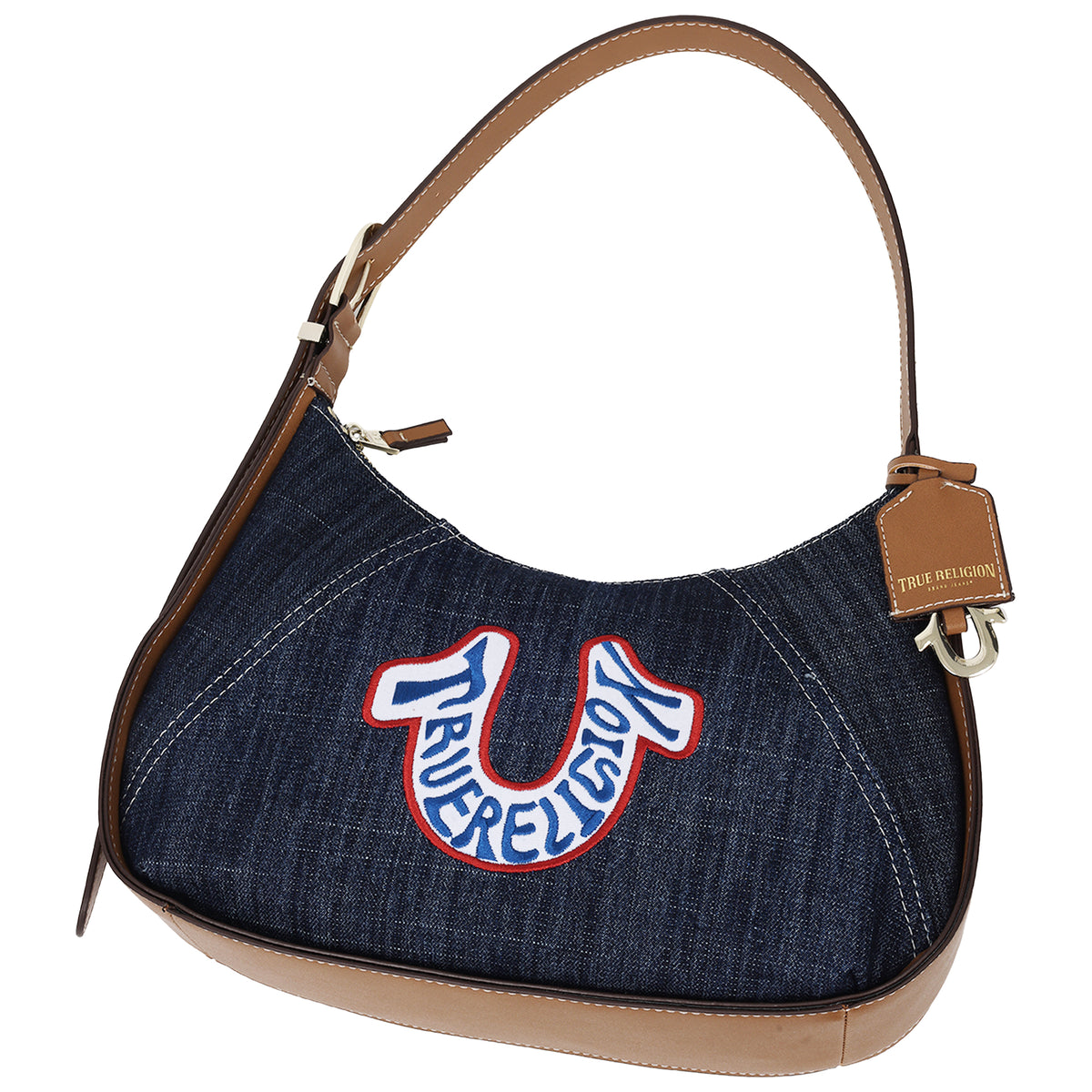 True Religion Retro Horseshoe Denim Hobo Bag