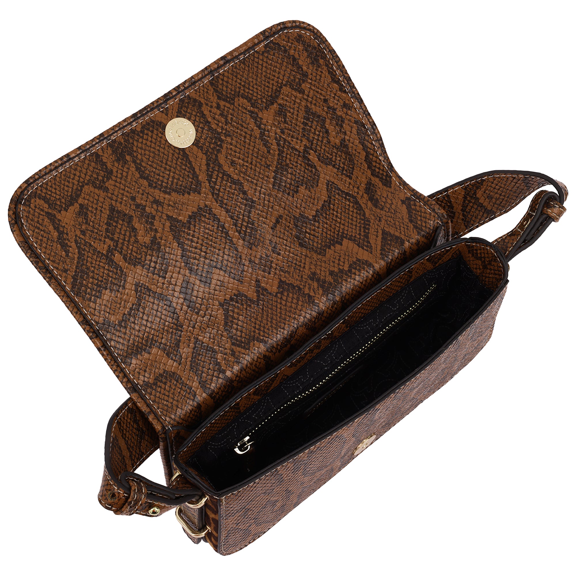 True Religion Snake & Leopard Horseshoe Hardware Flap Shoulder Bag – Multi