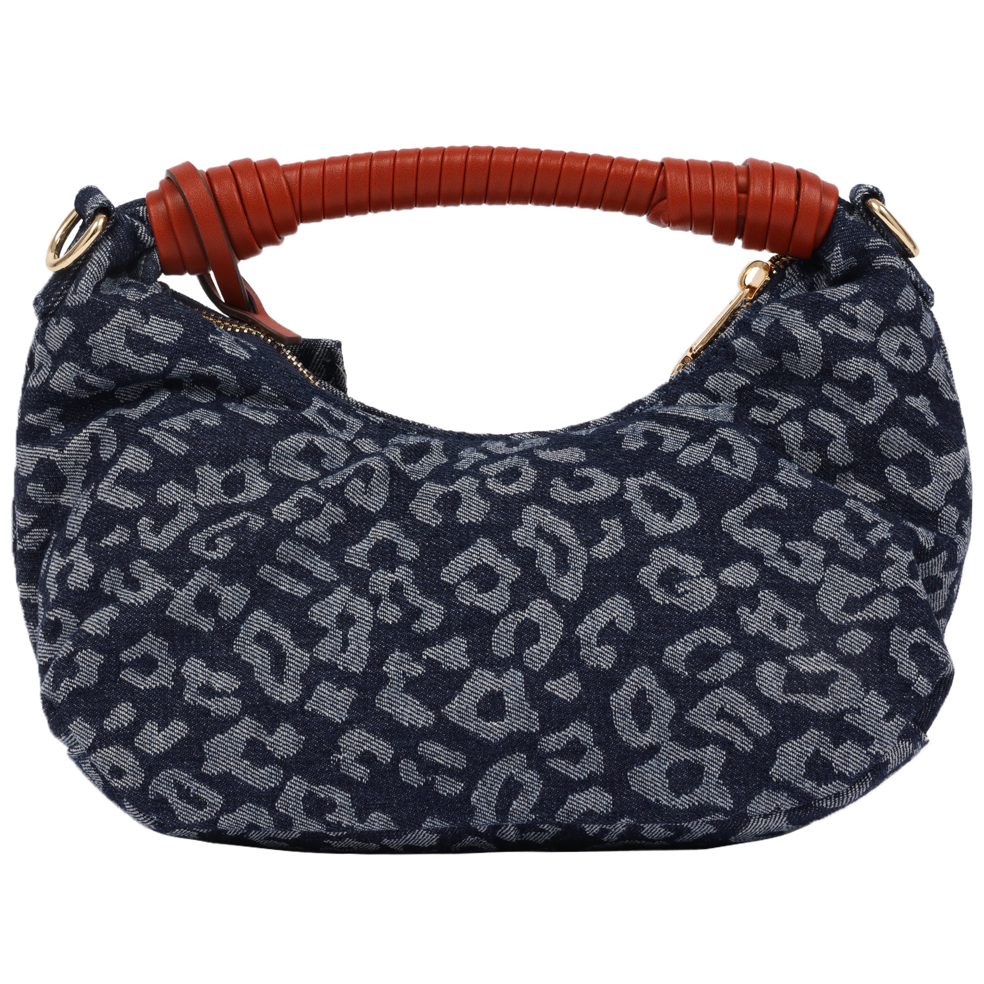 True Religion Leopard Denim Rounded Hobo Bag