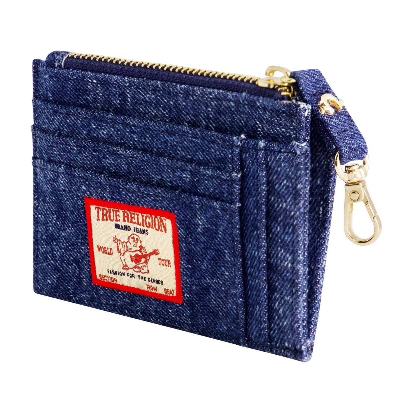 True Religion Denim Zip Card Case, MEDIUM BLU