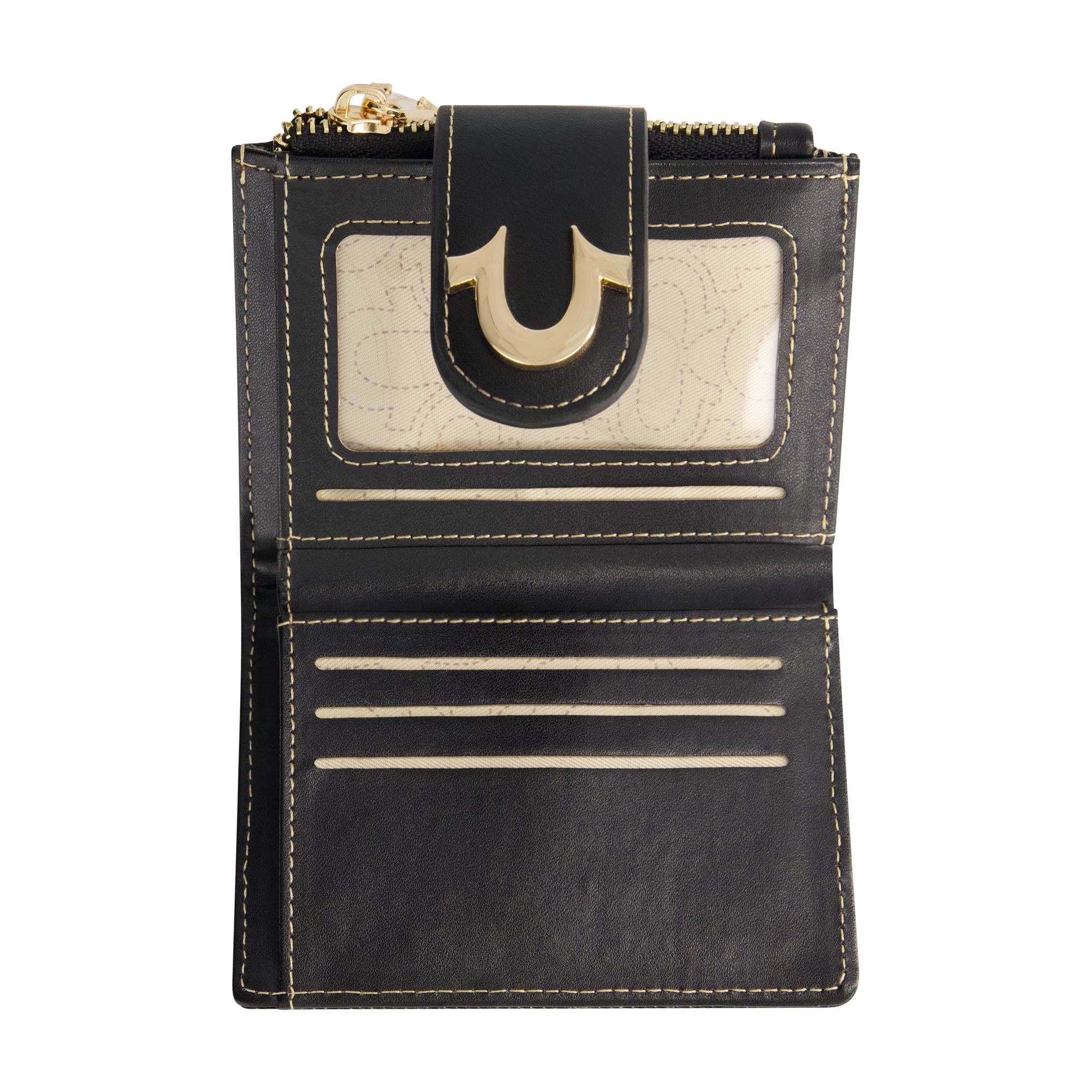 True Religion Horseshoe Quilted Small Wallet, BLACK