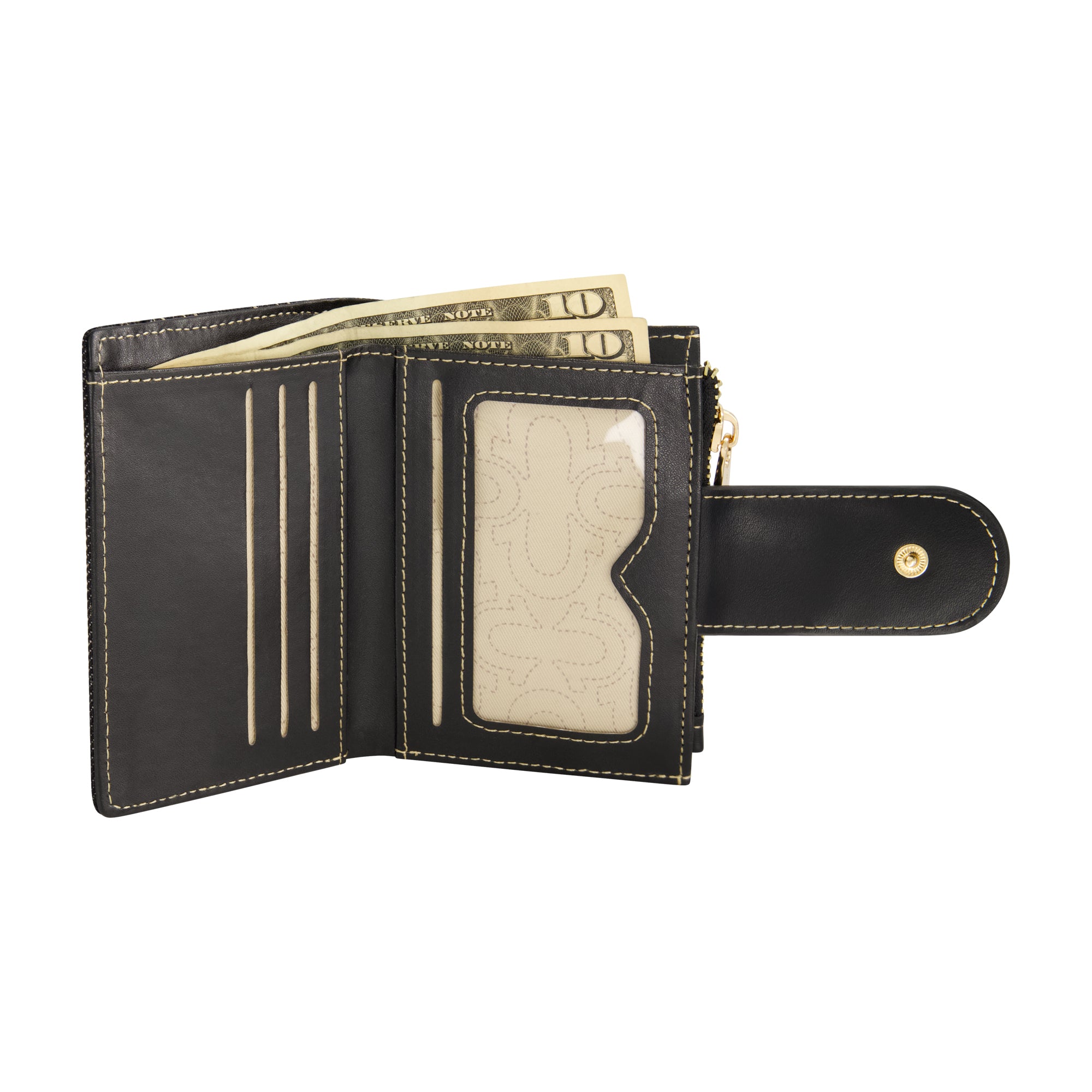 True Religion Horseshoe Quilted Small Wallet, BLACK