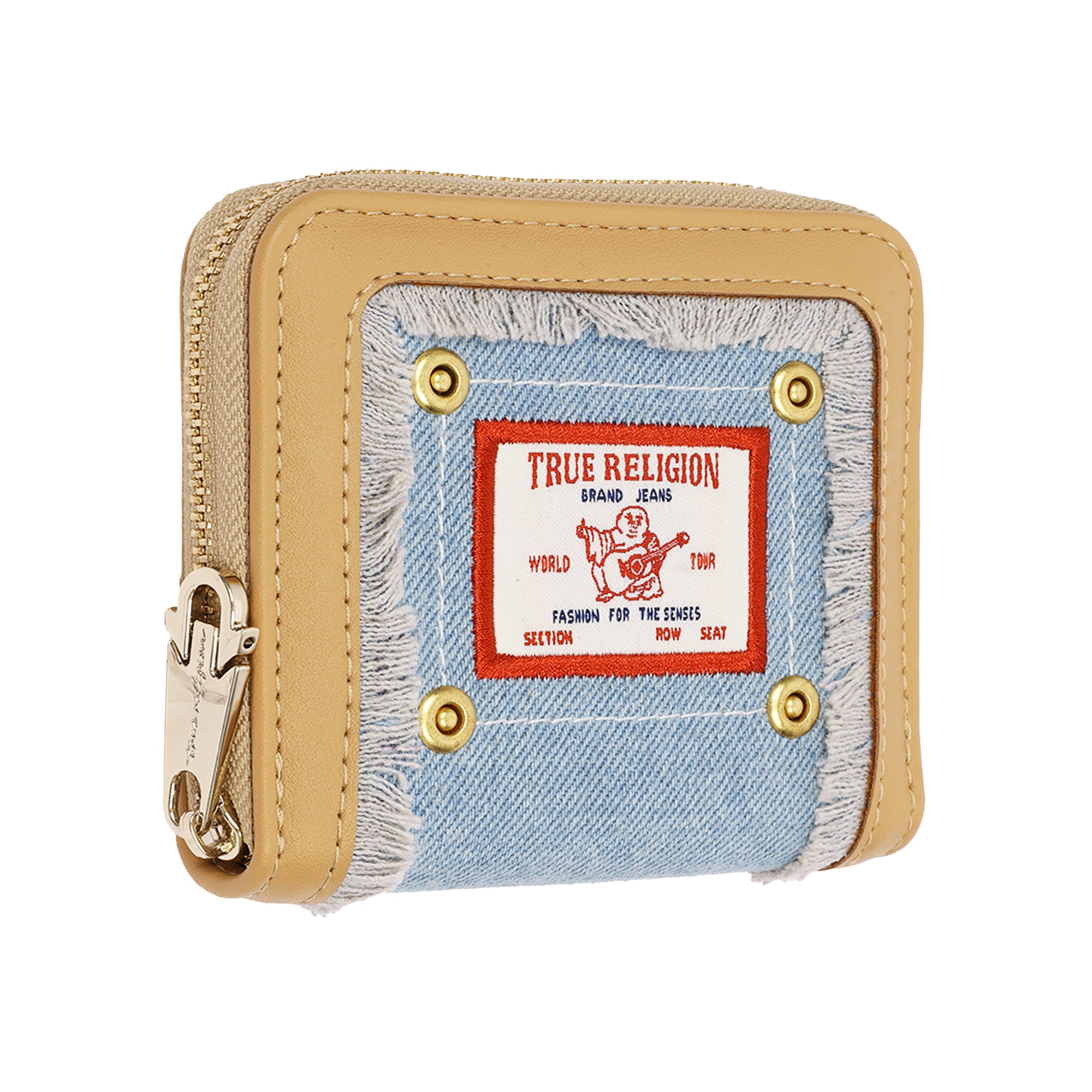True Religion Frayed Edge Zip Around Small Wallet