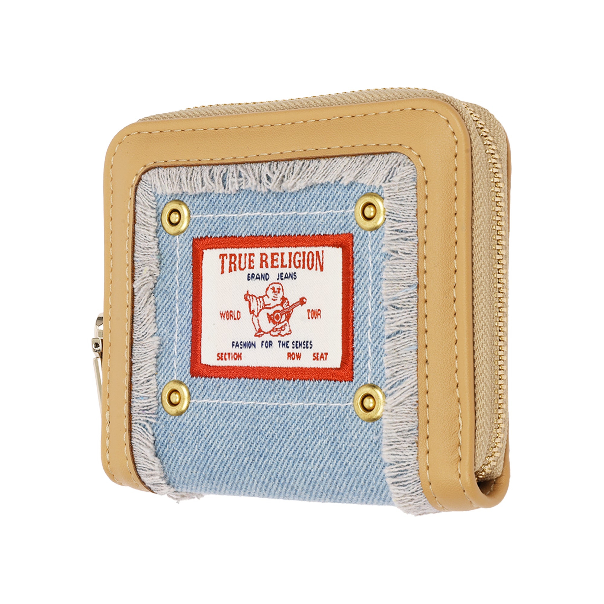 True Religion Frayed Edge Zip Around Small Wallet