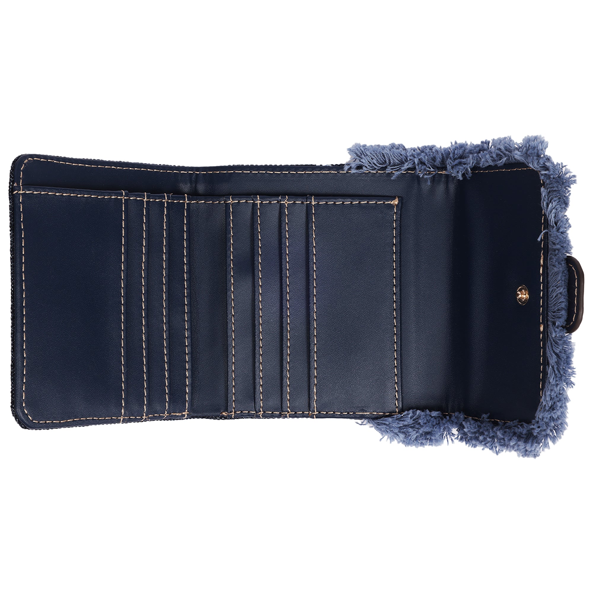 True Religion Frayed Flap Small Trifold Wallet with Horseshoe Hardware – Dark Denim