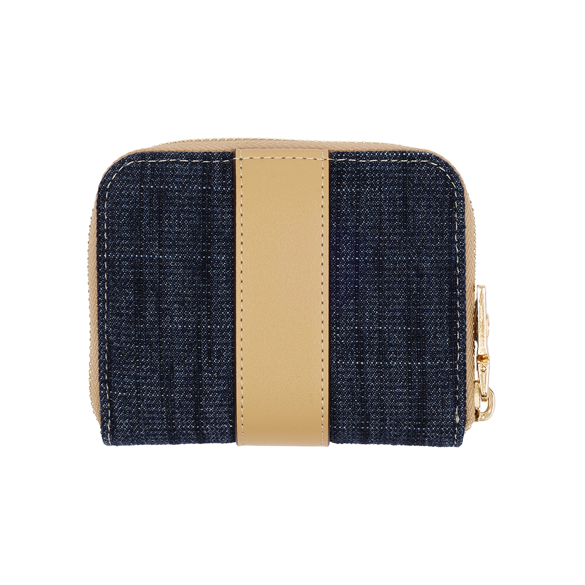 True Religion Denim & PU Small Zip Around Wallet with Horseshoe Hardware