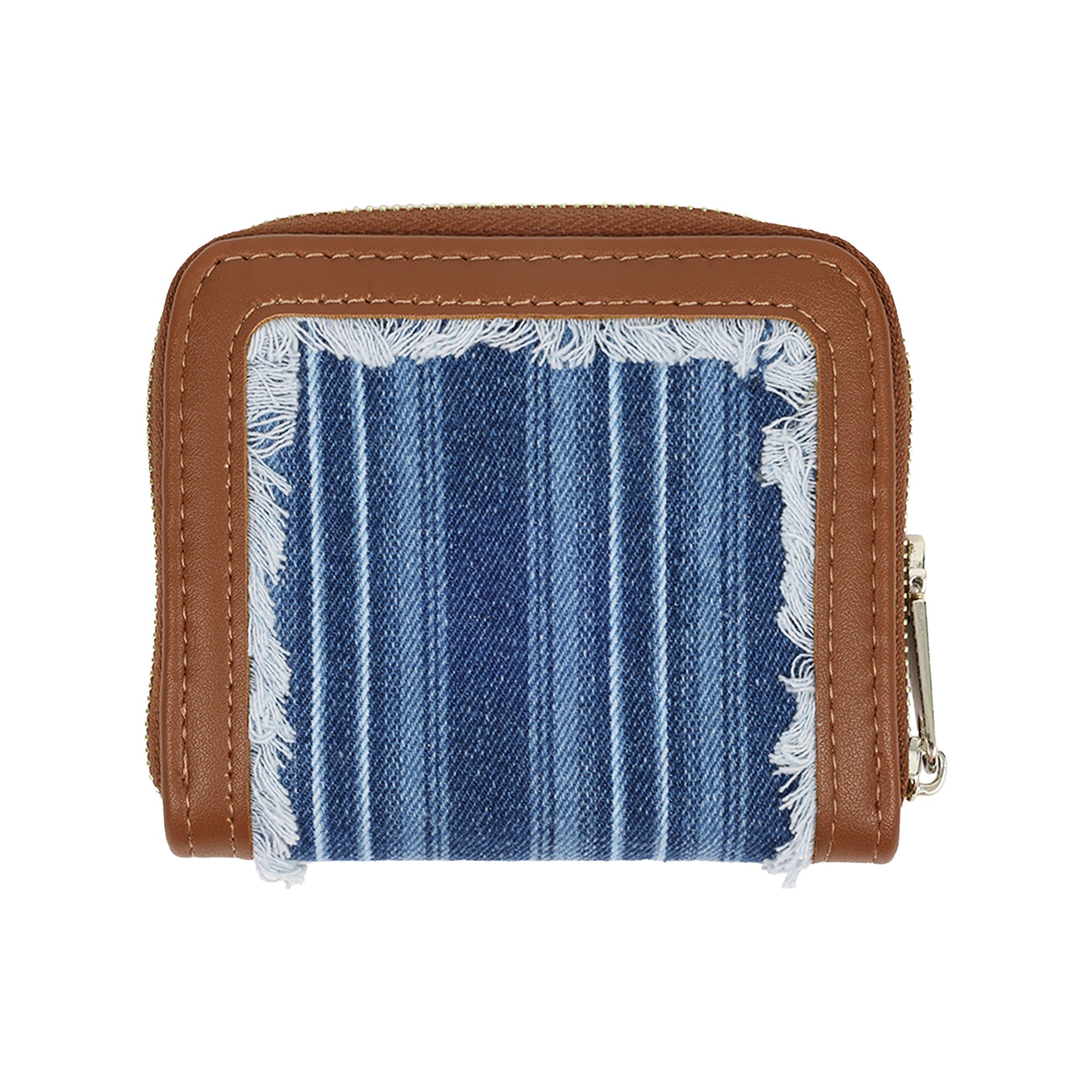 True Religion Frayed Thin Stripe Small Zip-Around Wallet