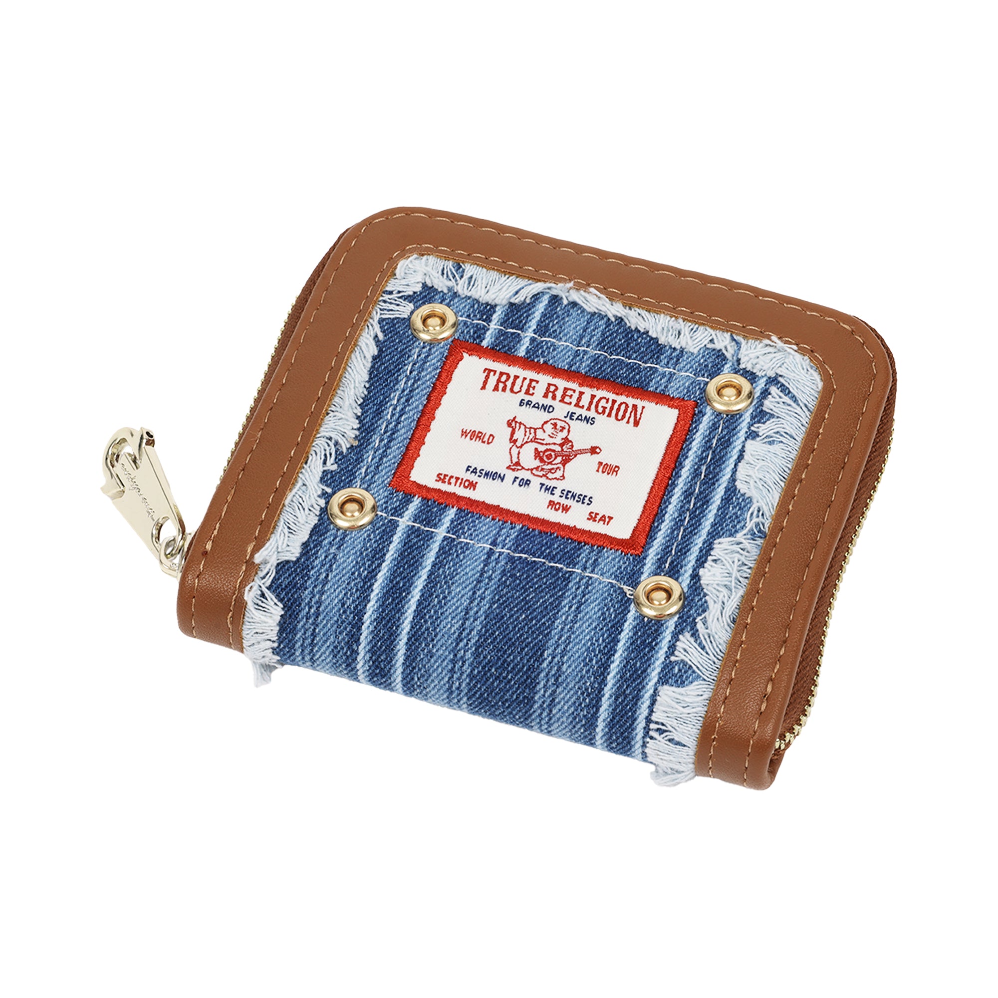 True Religion Frayed Thin Stripe Small Zip-Around Wallet