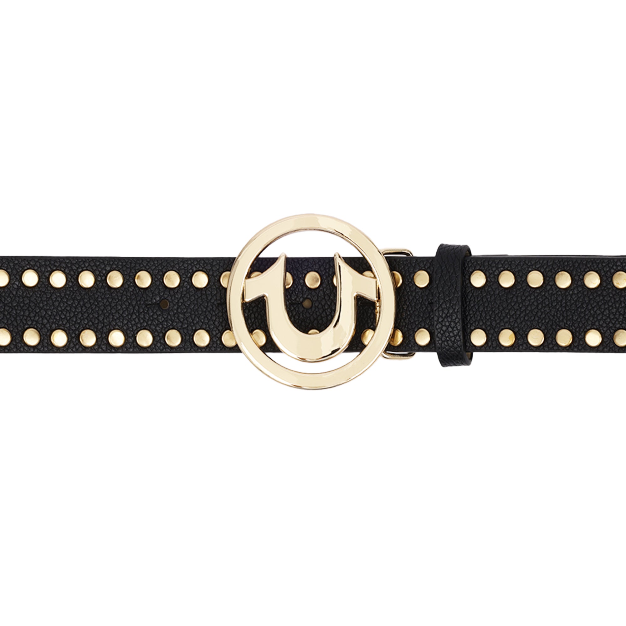 True Religion Studded Horseshoe Logo Belt – Black-Small