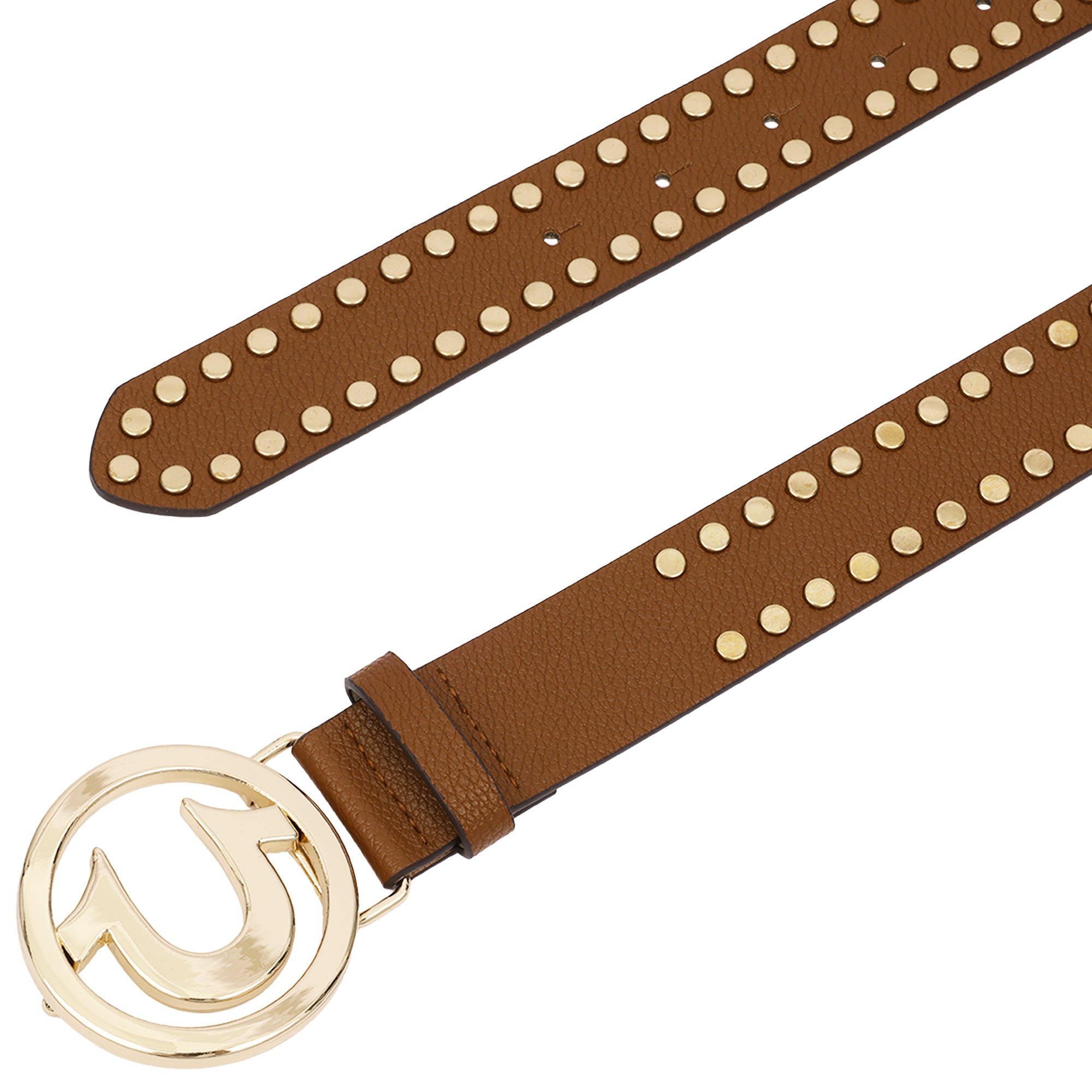 True Religion Studded Horseshoe Logo Belt – Tan
