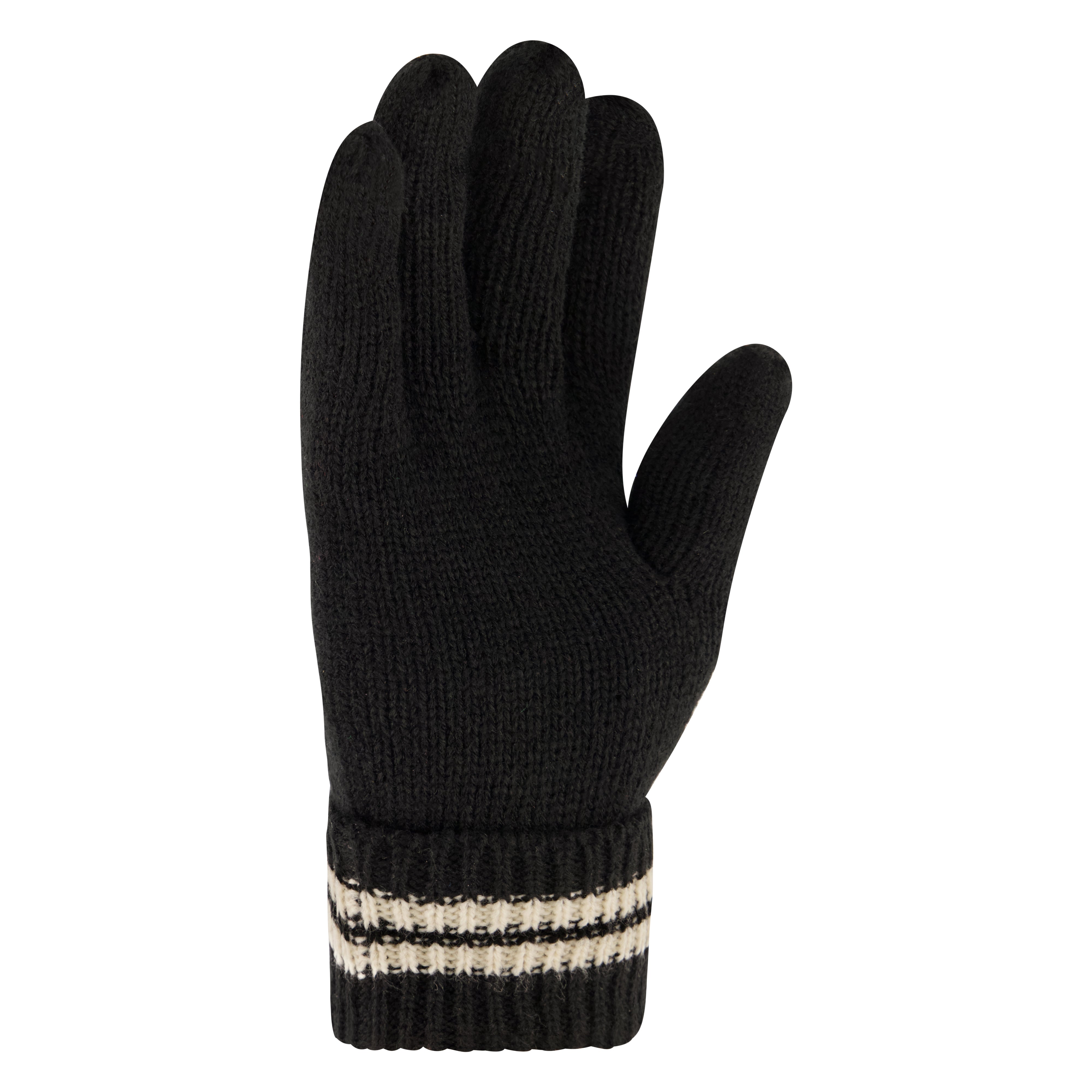 True Religion Beanie Hat and Gloves Set, Cuffed Winter Knit Cap with Stitched Yarn Horseshoe Logo and Fleece Lined Mittens