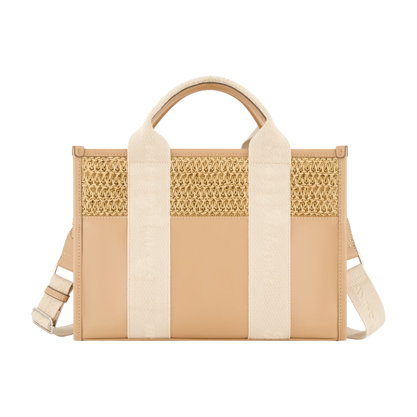 Tommy Bahama Raffia/PU Logo Webbing Modern Tote, TAN