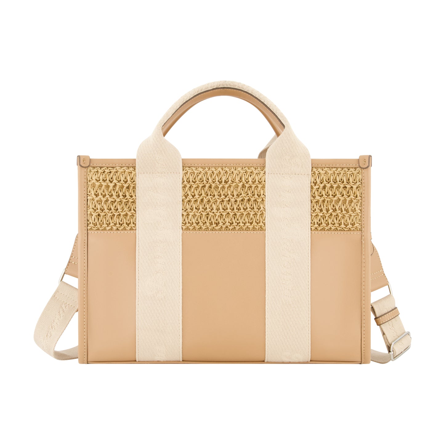 Tommy Bahama Raffia/PU Logo Webbing Modern Tote, TAN