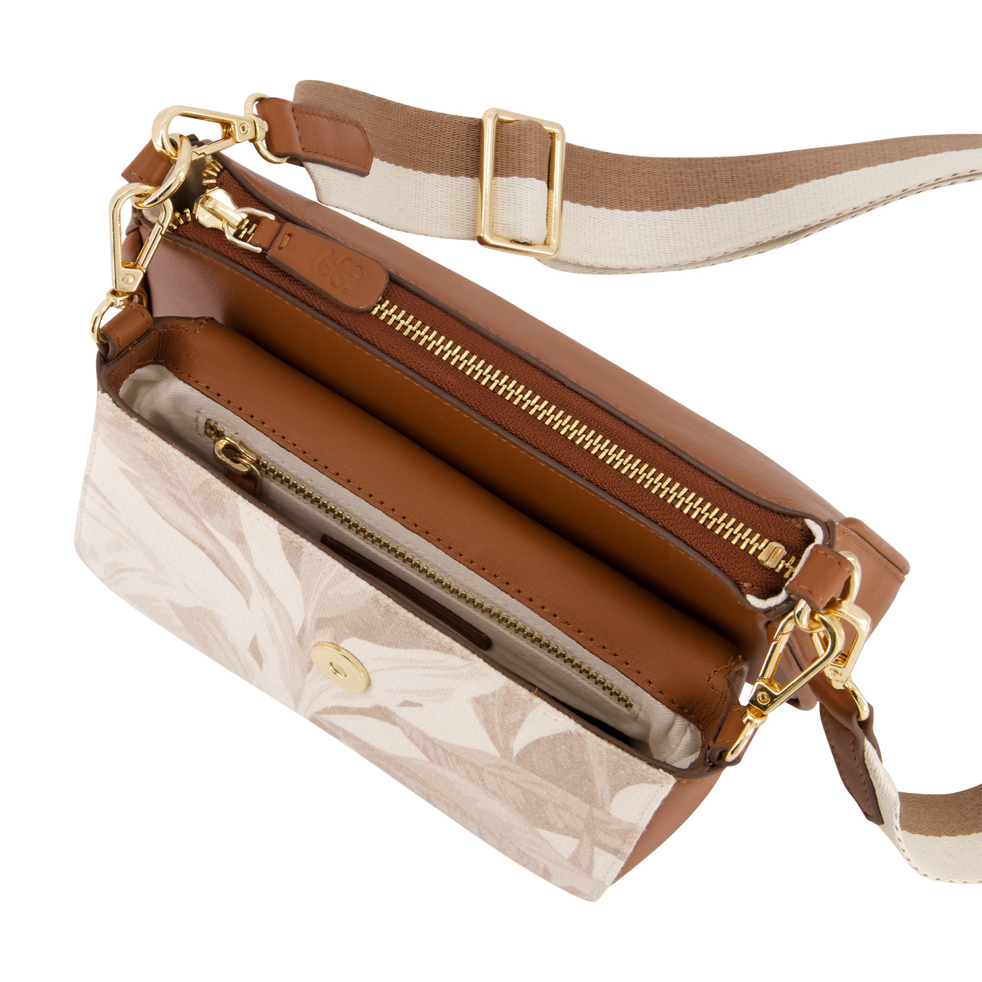 Tommy Bahama Leather Trim Floral Double Crossbody, Multi