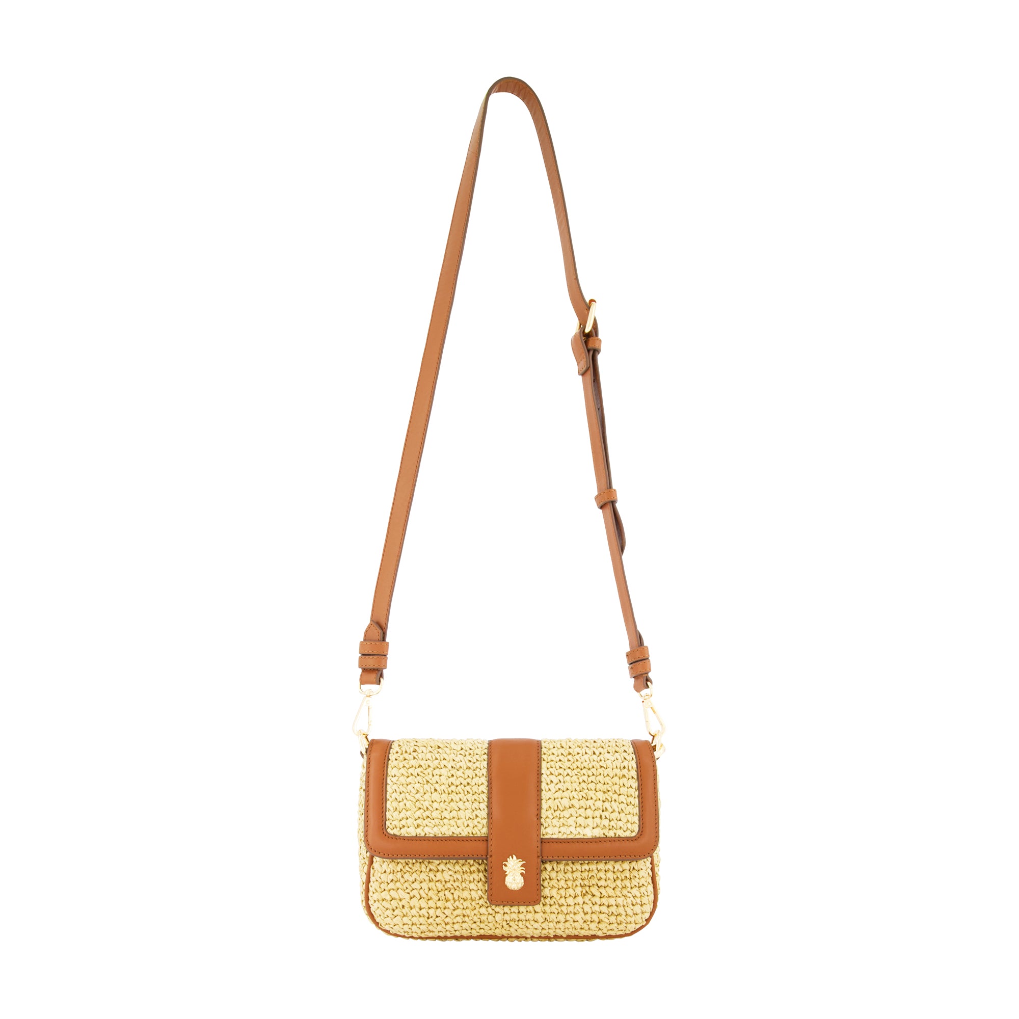 Tommy Bahama Raffia Flap Bag With Double Leather Strap, Multi