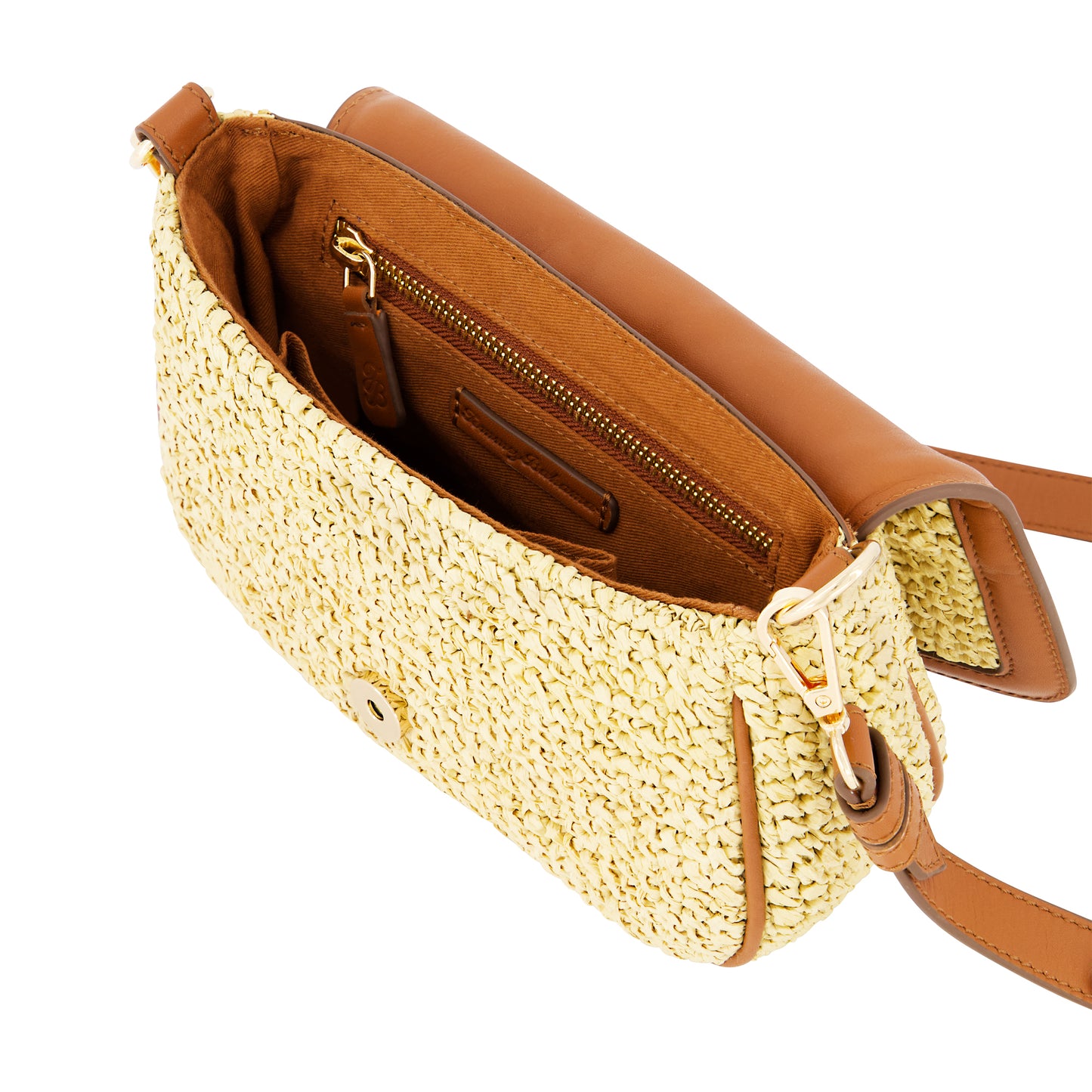 Tommy Bahama Raffia Flap Bag With Double Leather Strap, Multi