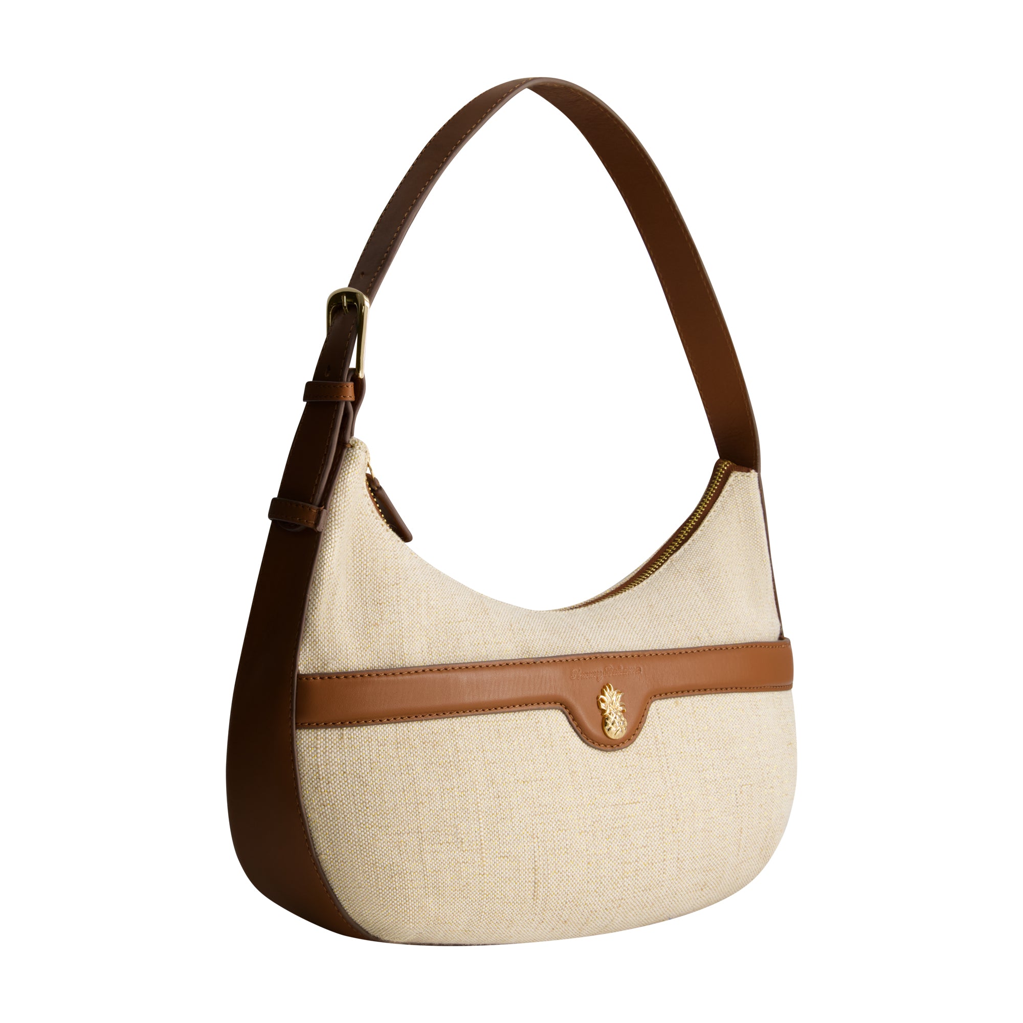 Tommy Bahama Lurex Linen Zip-Top Hobo, NATURAL