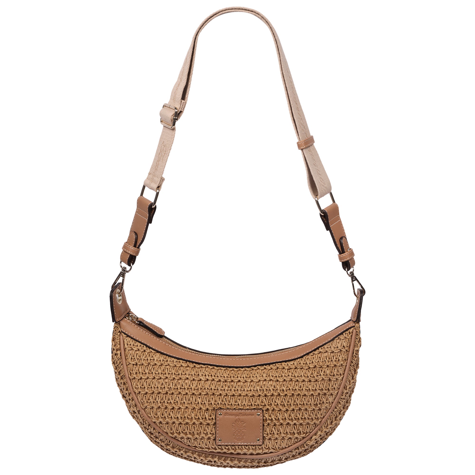 Tommy Bahama Raffia Crescent Hobo Bag, TAN